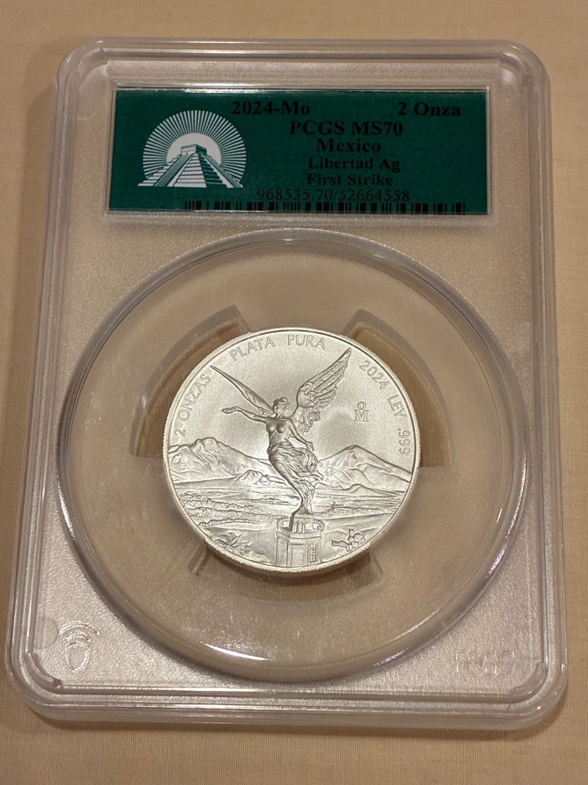 世界30枚 最高鑑定 2024 メキシコ リベルタード 2オンス銀貨 PCGS MS70