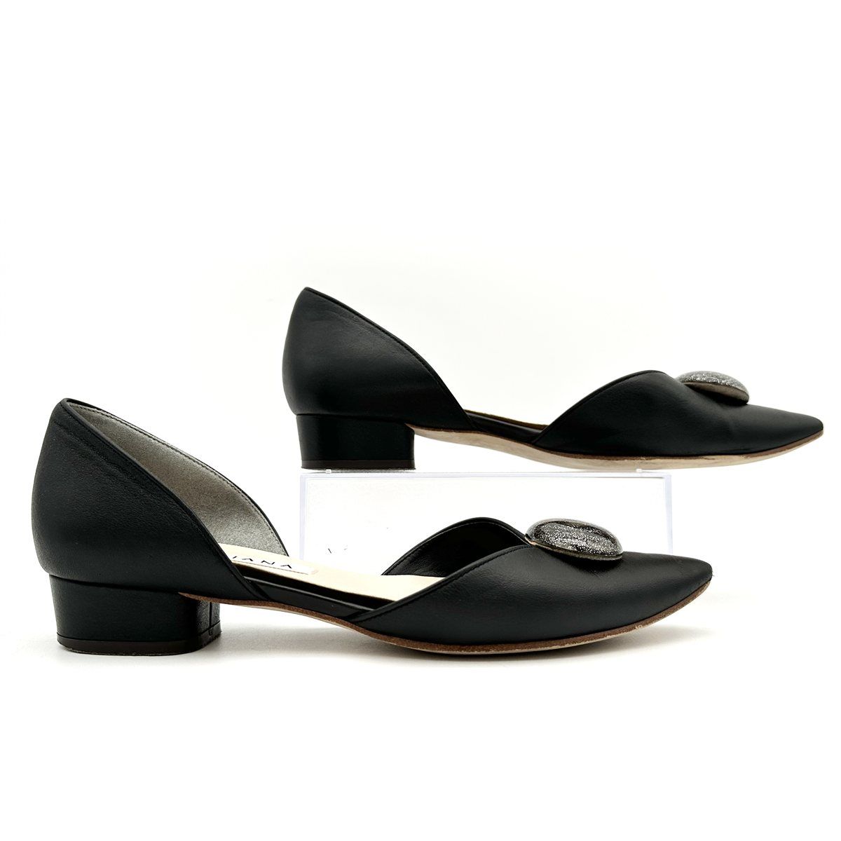 DIANA セパレートパンプス 本革 ポインテッドトゥ ブラック 2347T