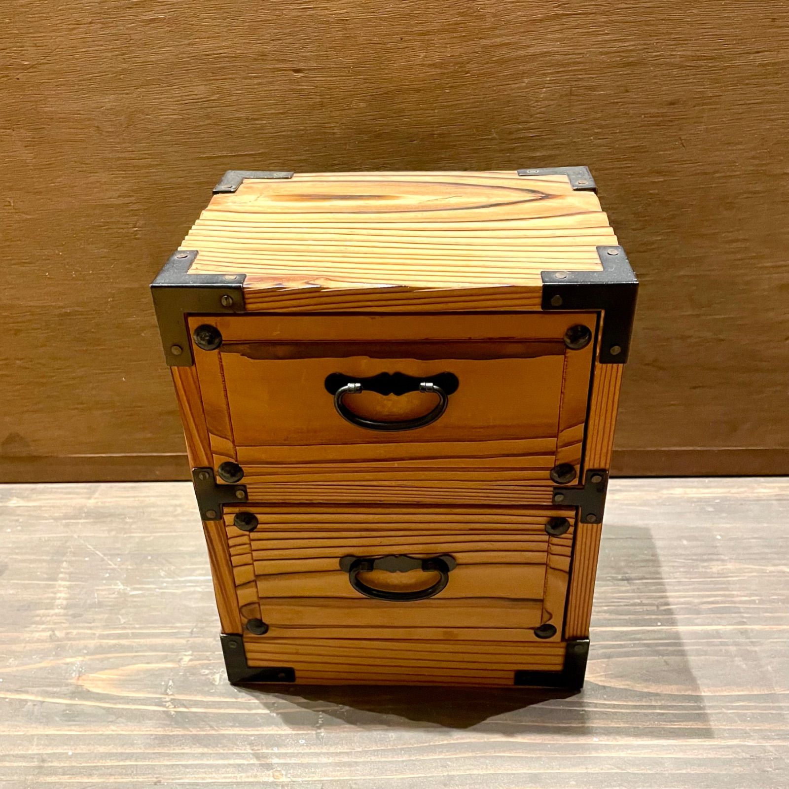 古い木製の引き出し　2段 古い木製の引き出し 2段