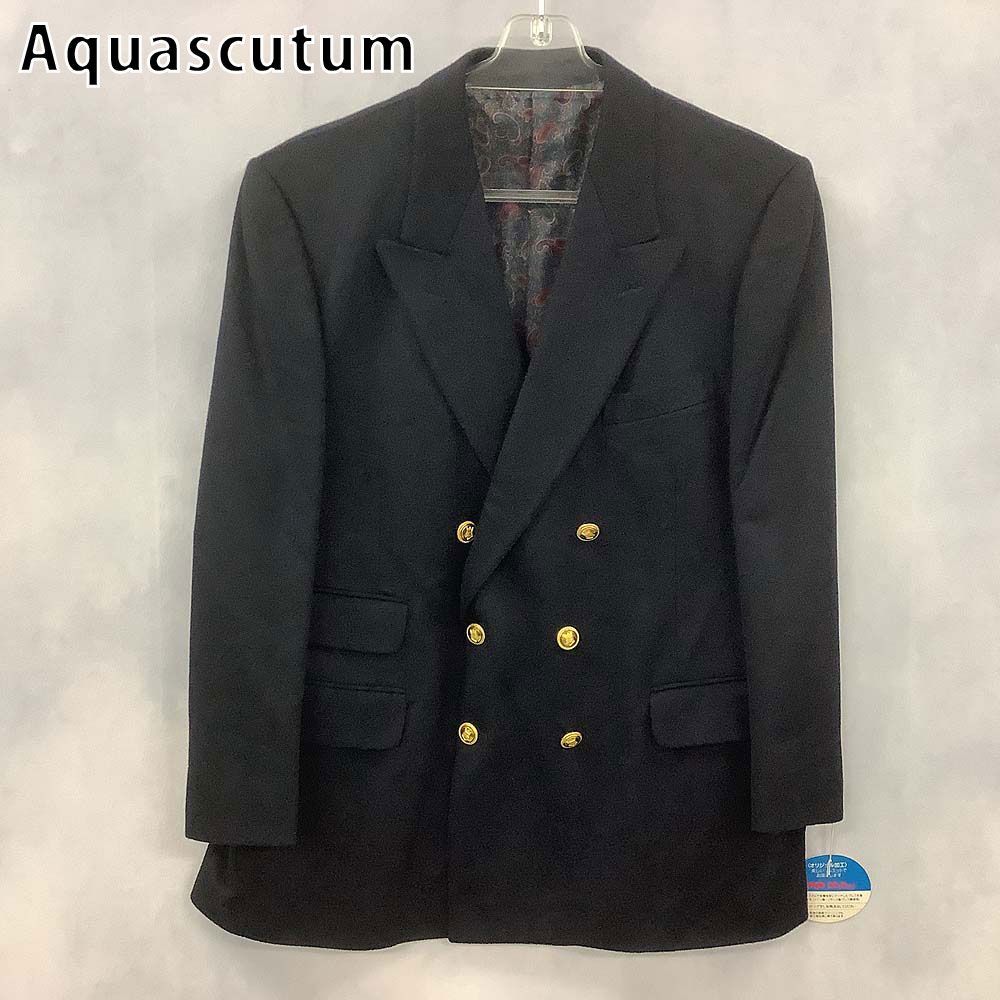 希少★英国製アクアスキュータム カシミヤ100% テーラードジャケット 裏地総柄 Aquascutum アクアスキュータム テーラードジャケット カシミヤ100