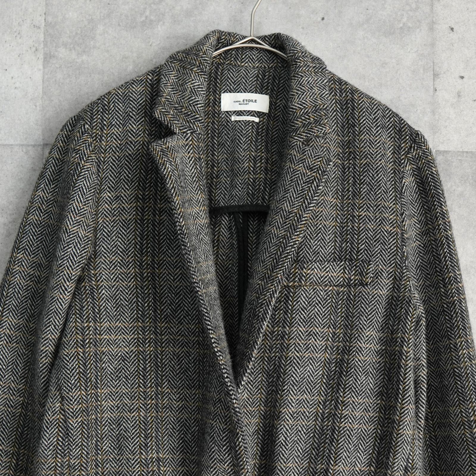 イザベルマラン シングル ツイード テーラードジャケット グレー