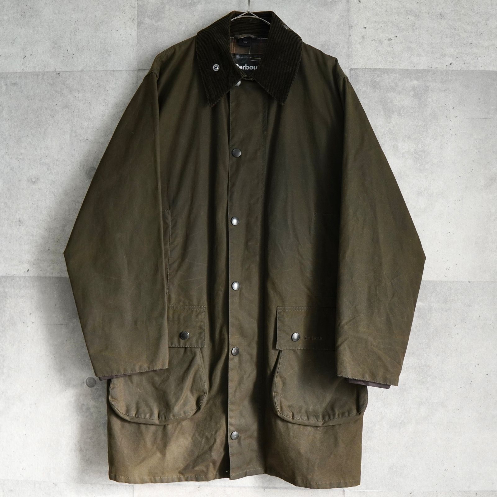 バブアー ロゴ コーデュロイ襟 オイルドジャケット カーキ メンズ