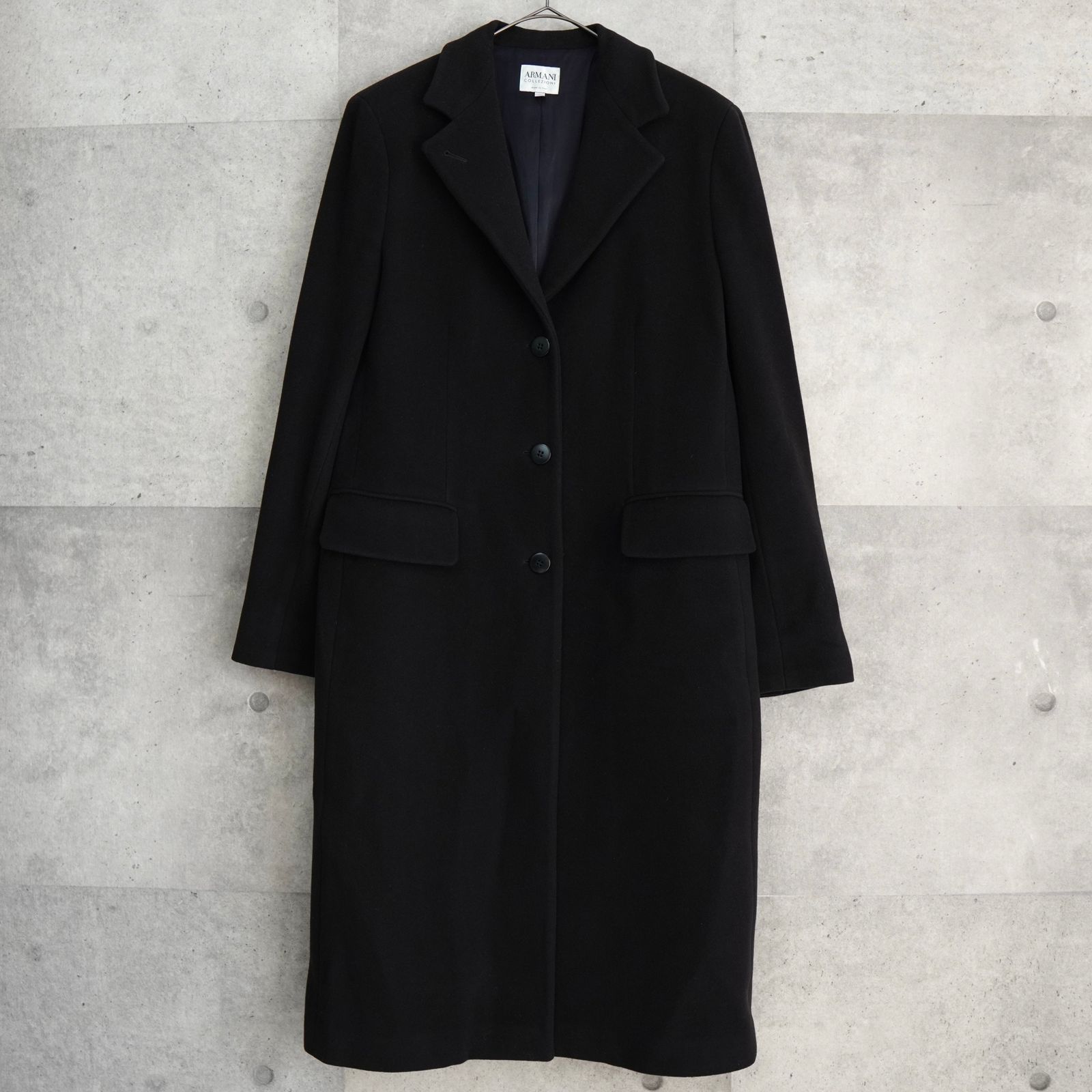 ✨美品✨ アルマーニコレツィオーニ チェスターコート ブラック 大きいサイズ アルマーニ コレツィオーニ ウール チェスターコート ブラック メンズ