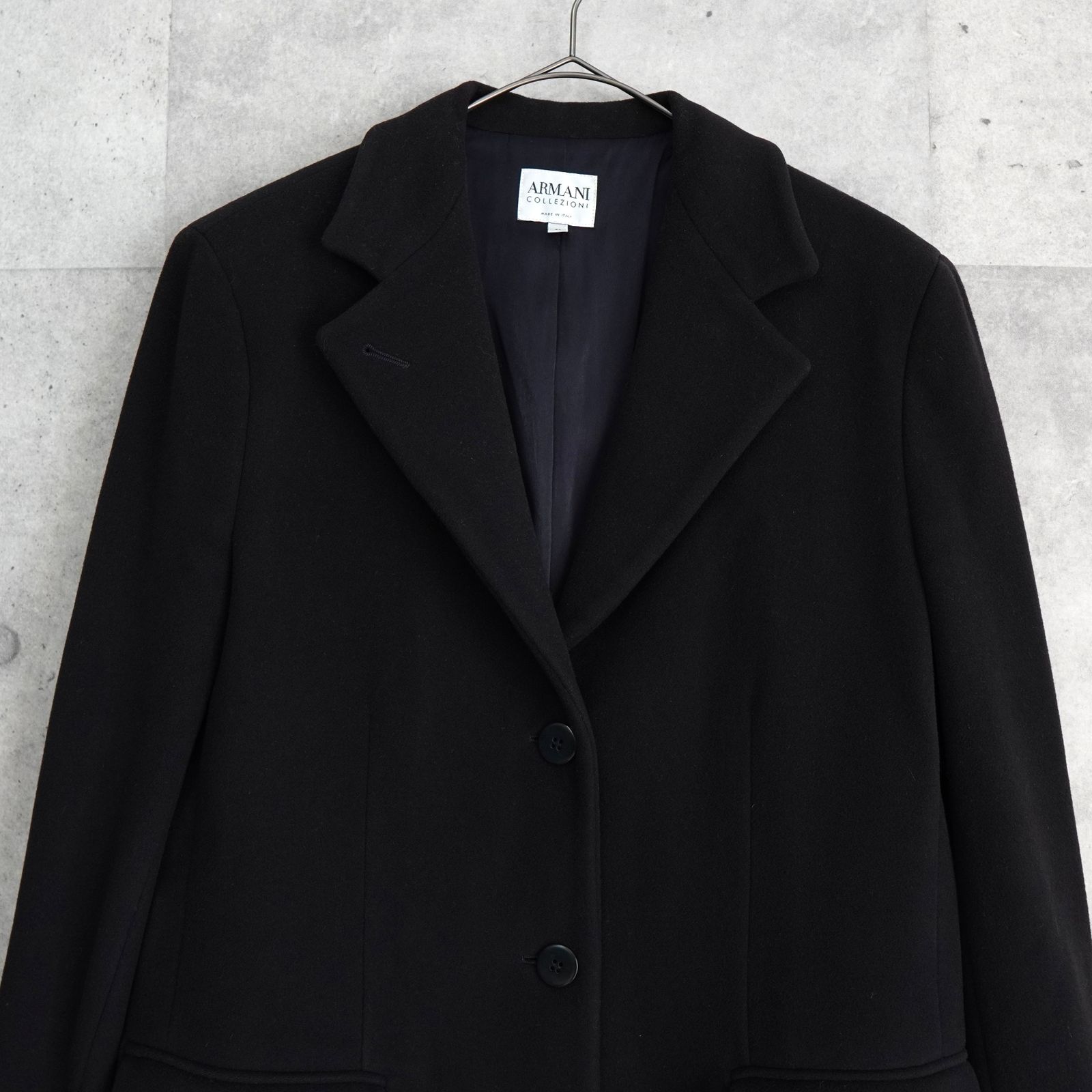 ✨美品✨ アルマーニコレツィオーニ チェスターコート ブラック 大きいサイズ アルマーニ コレツィオーニ ウール チェスターコート ブラック メンズ