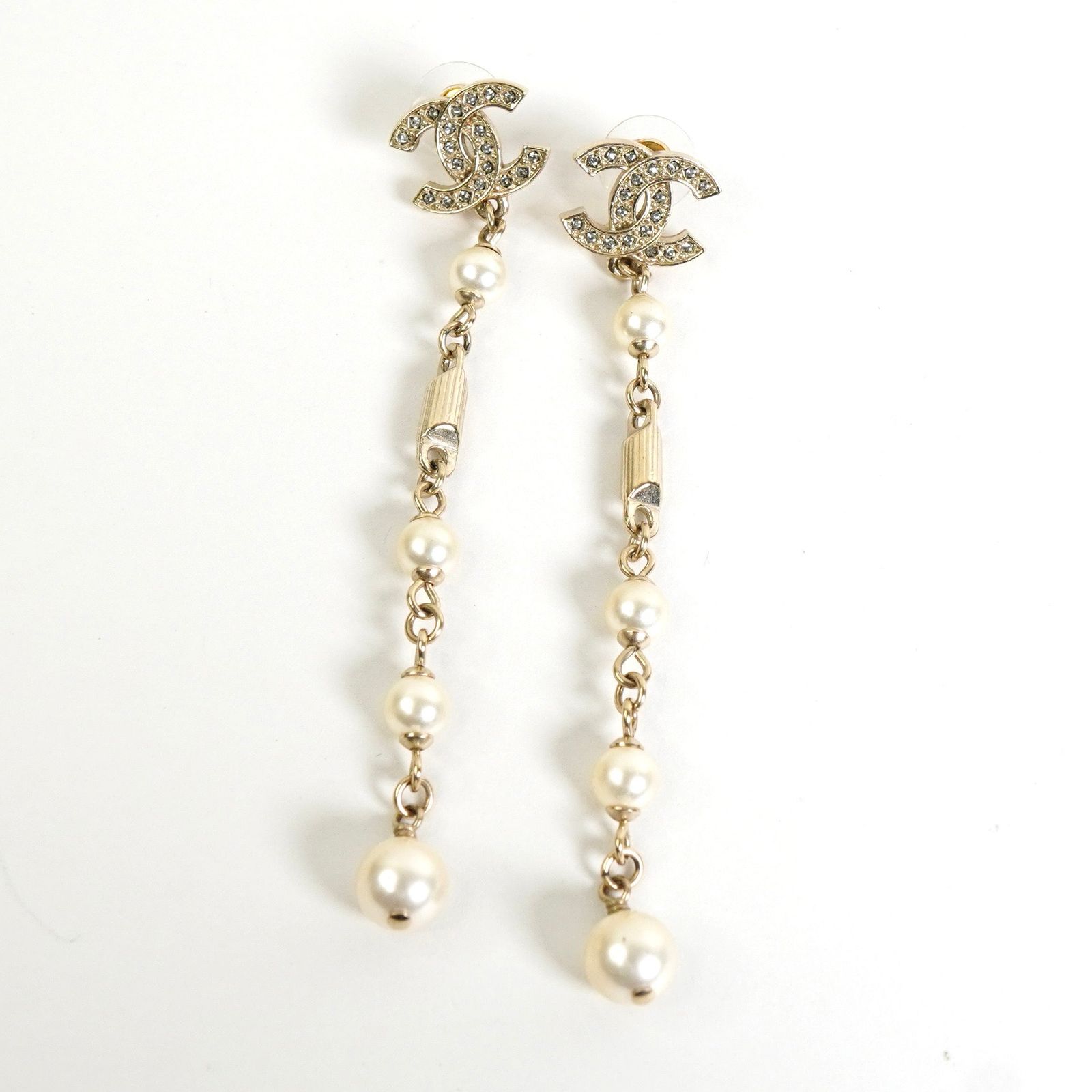 シャネル ココマーク ラインストーン フェイクパール ピアス GP