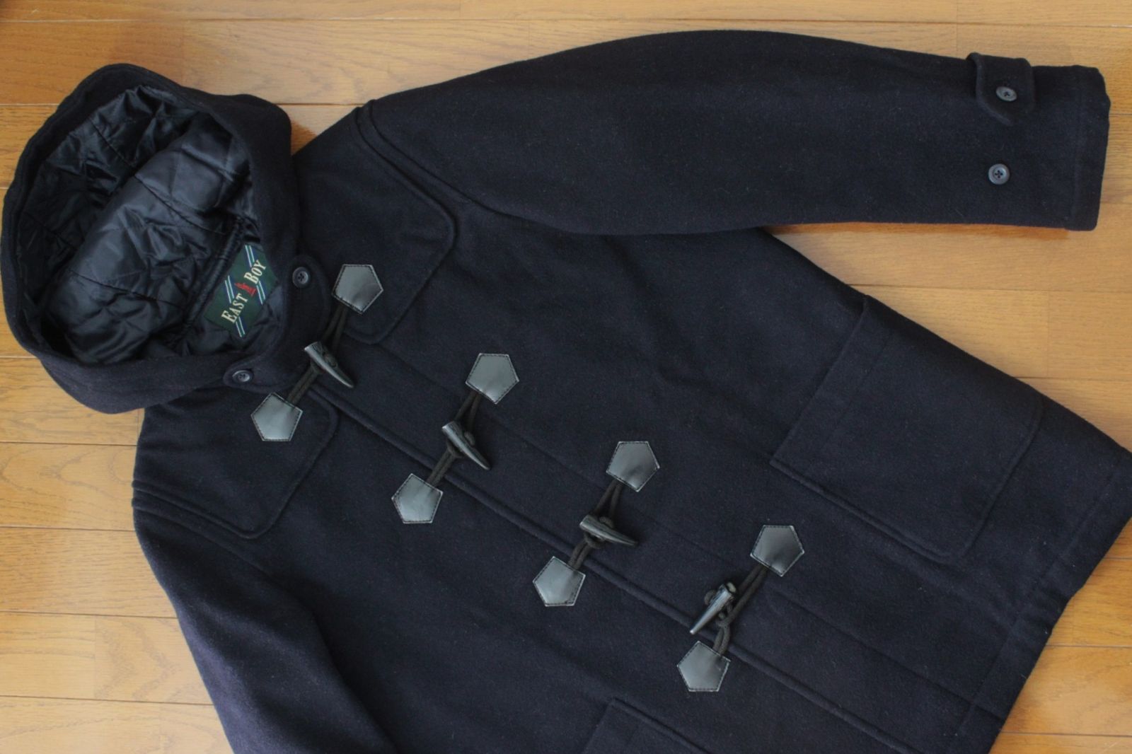 82【美品】イーストボーイ ダッフルコート 11 ダークネイビー 濃紺 L