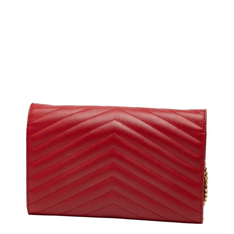 サンローラン カサンドラ Vステッチ 斜め掛け チェーンウォレット