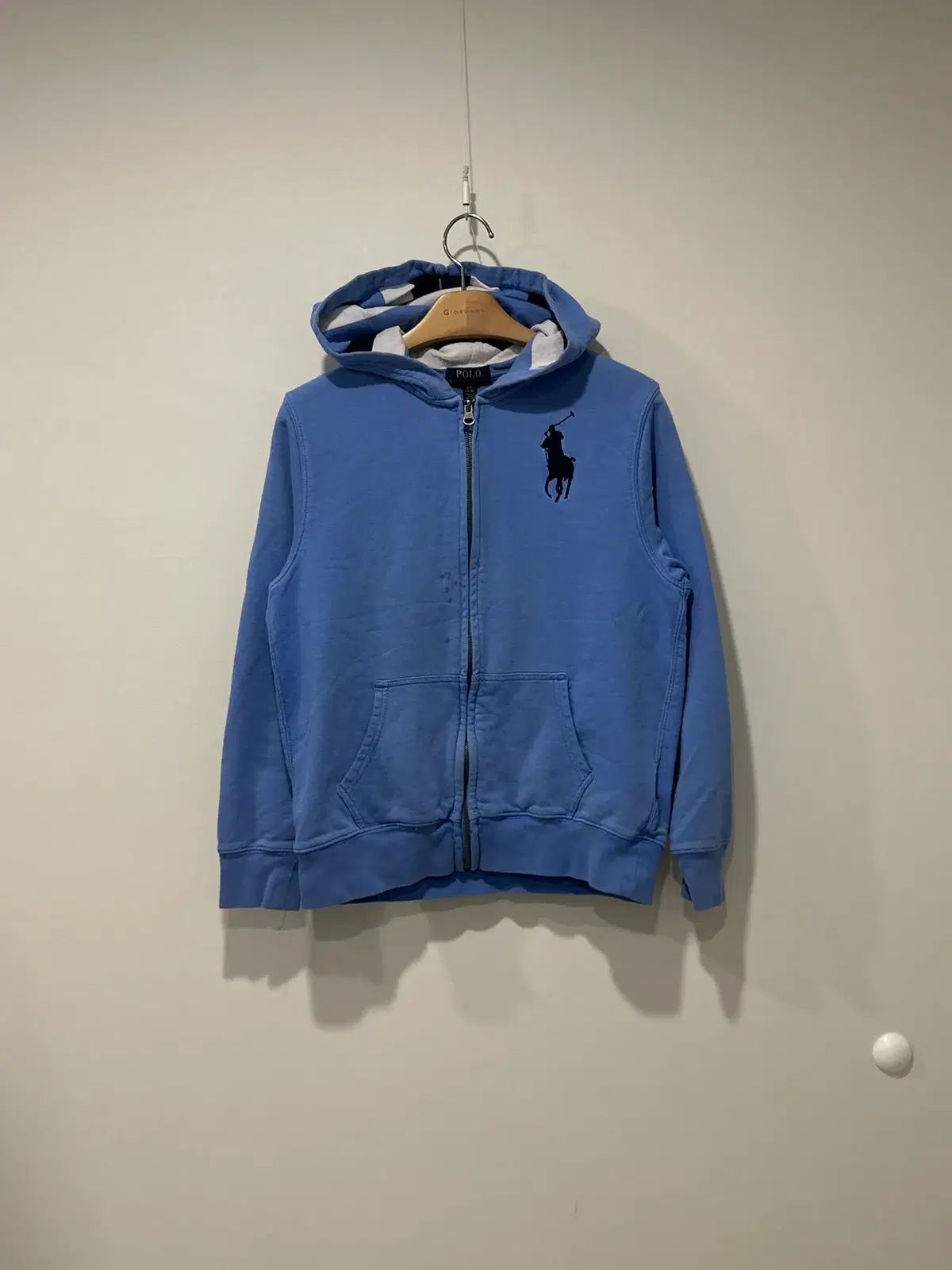 ラルフローレンジップアップパーカービックポニーパーカー青ロゴ入り