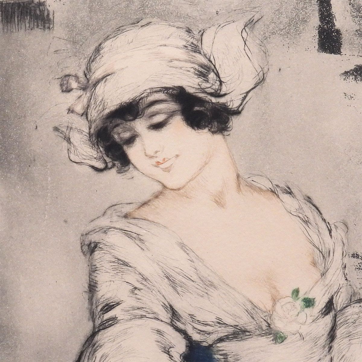 ルイ・イカール ミルクメイド 人物画 女性像 黒猫 美人画 動物画 階段