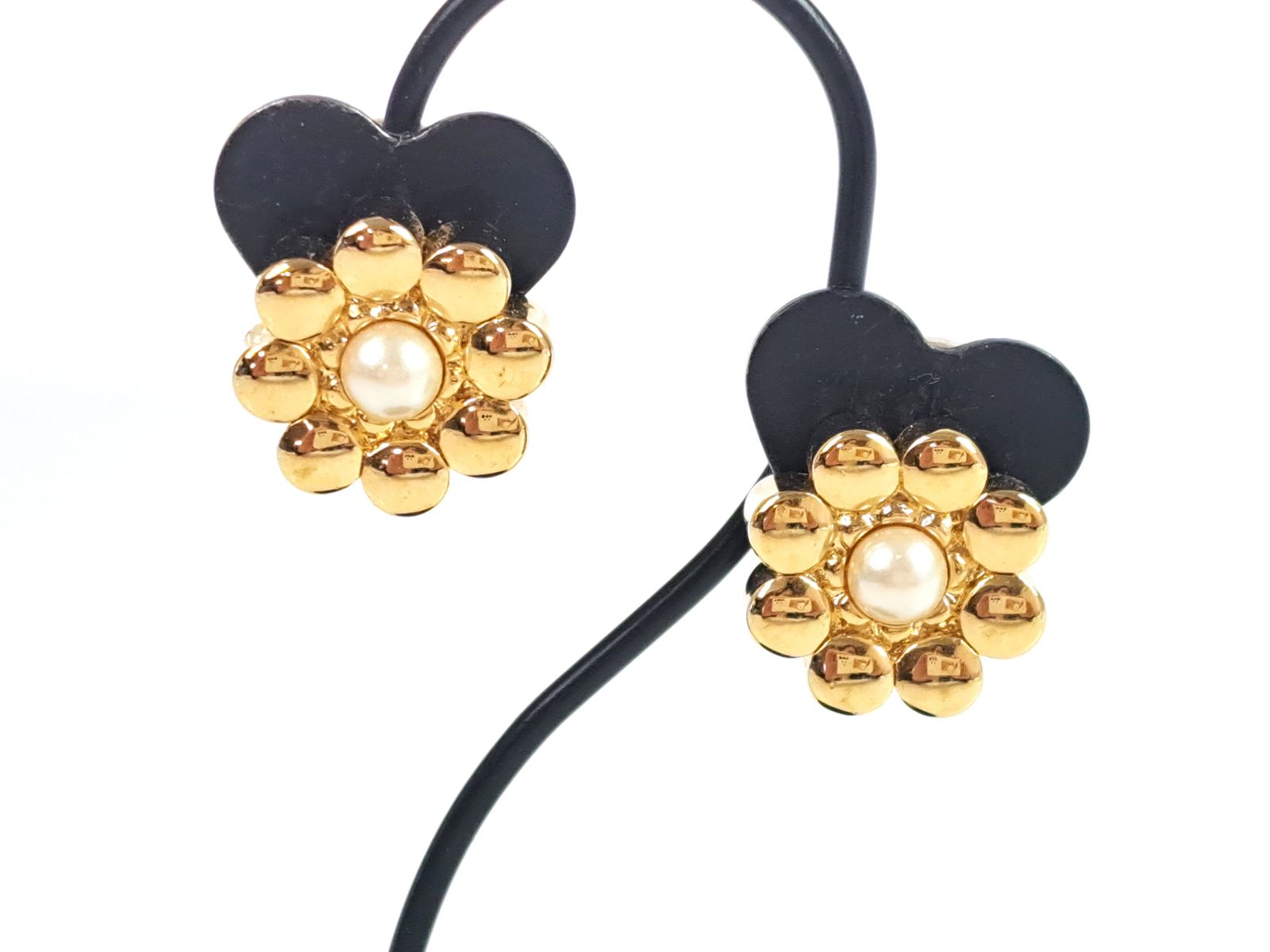 NINA RICCI ニナリッチ フェイクパール ライントーン 花 イヤリング 