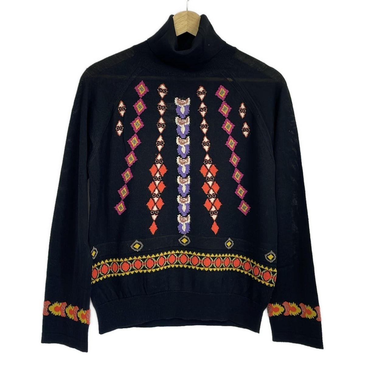 ETRO(エトロ) 長袖セーター サイズ42 M レディース美品 - 黒×オレンジ
