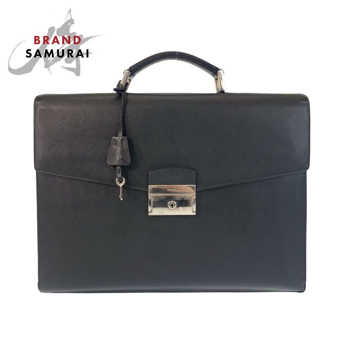 PRADA サフィアーノレザー ブリーフケース カーキ A4収納可 PRADA サフィアーノレザー ブリーフケース カーキ A4収納可 PRADA