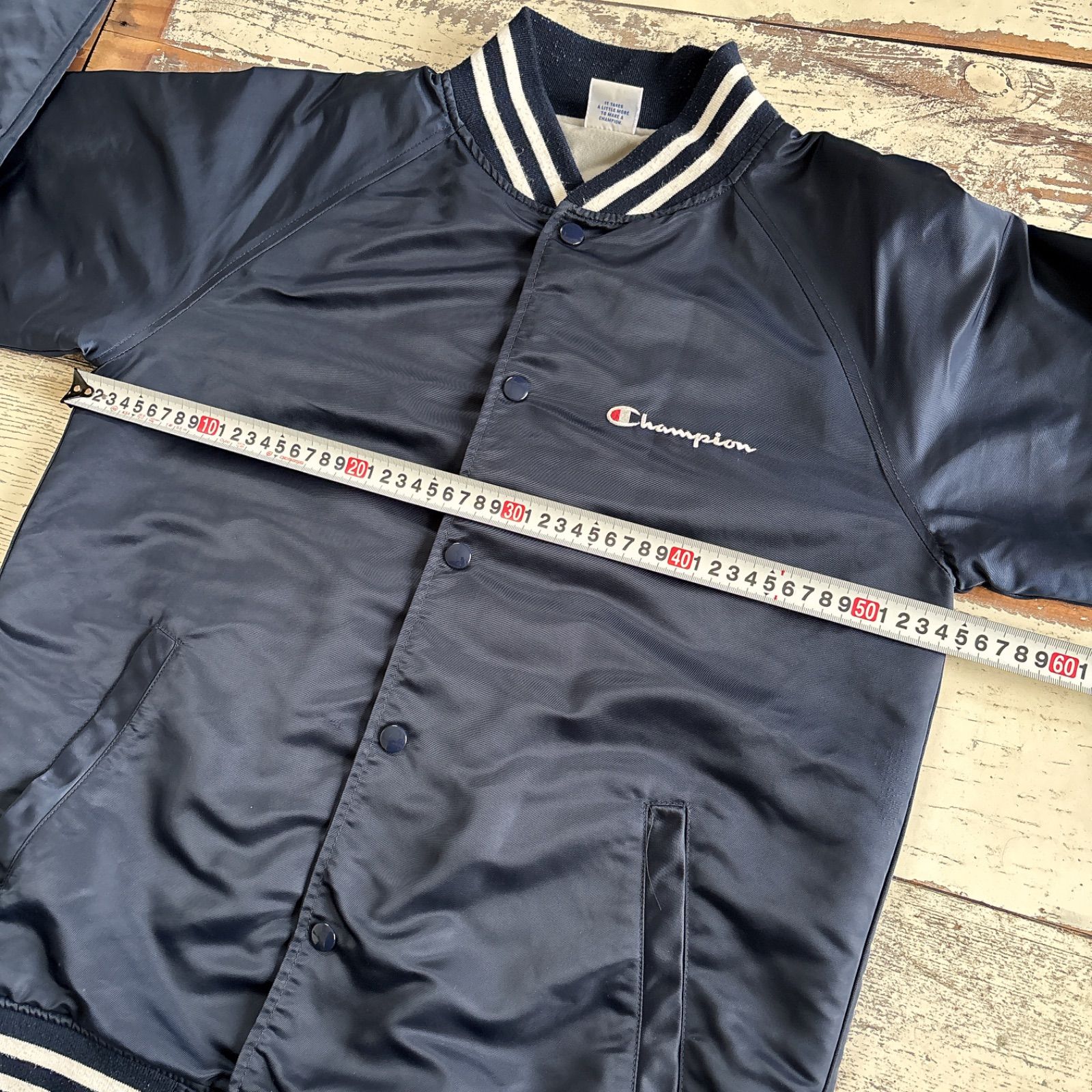 Champion チャンピオン スタジャン ナイロンジャケット ネイビー L 