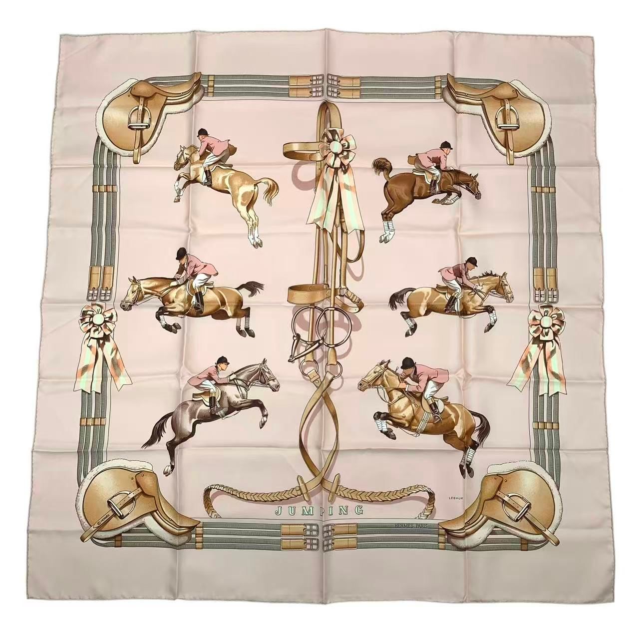 極美品 HERMES エルメス スカーフ カレ90 JUMPING LEDOUX 乗馬 馬術