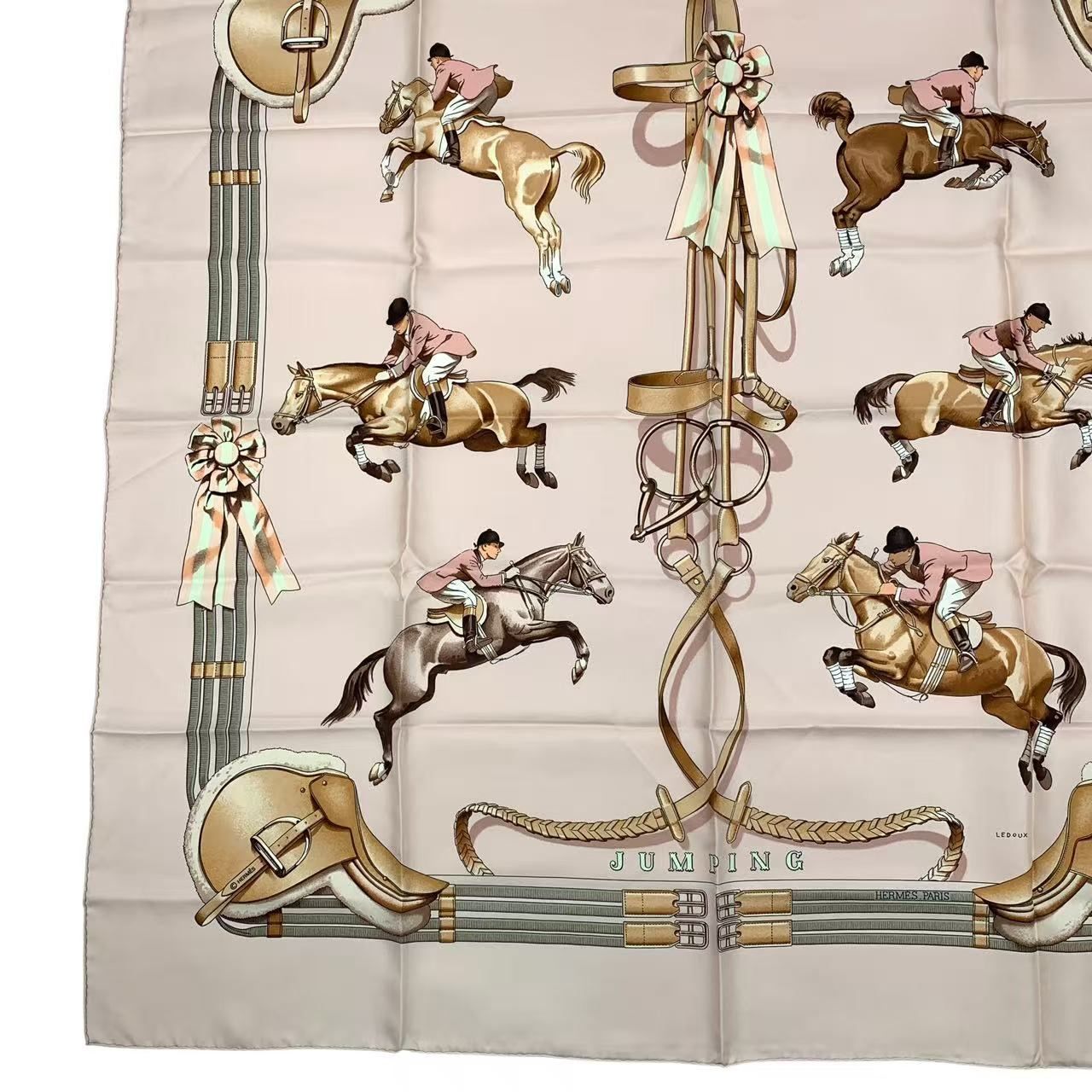 極美品 HERMES エルメス スカーフ カレ90 JUMPING LEDOUX 乗馬 馬術