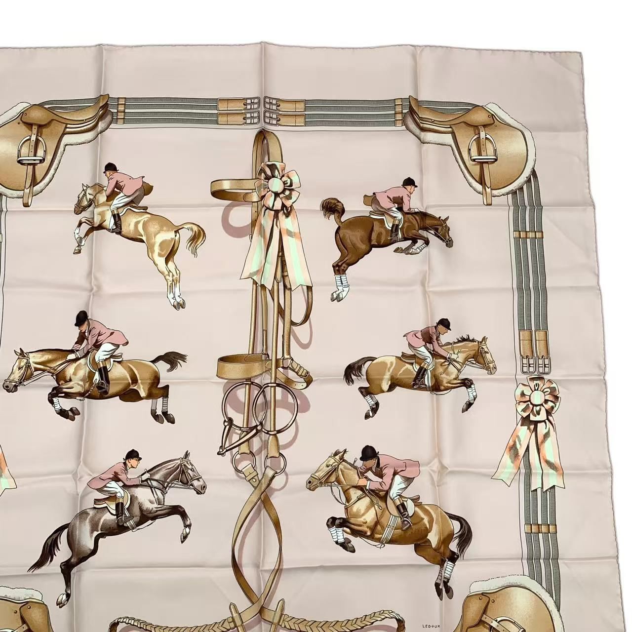 極美品 HERMES エルメス スカーフ カレ90 JUMPING LEDOUX 乗馬 馬術 