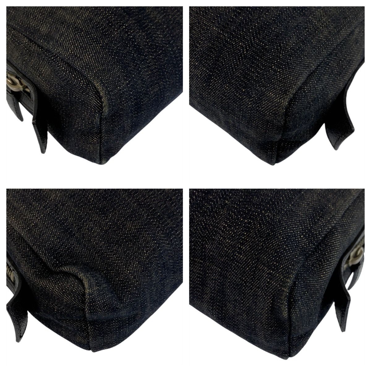 美品 PRADA プラダ 三角ロゴプレート ブラック 黒 シルバー金具 デニム