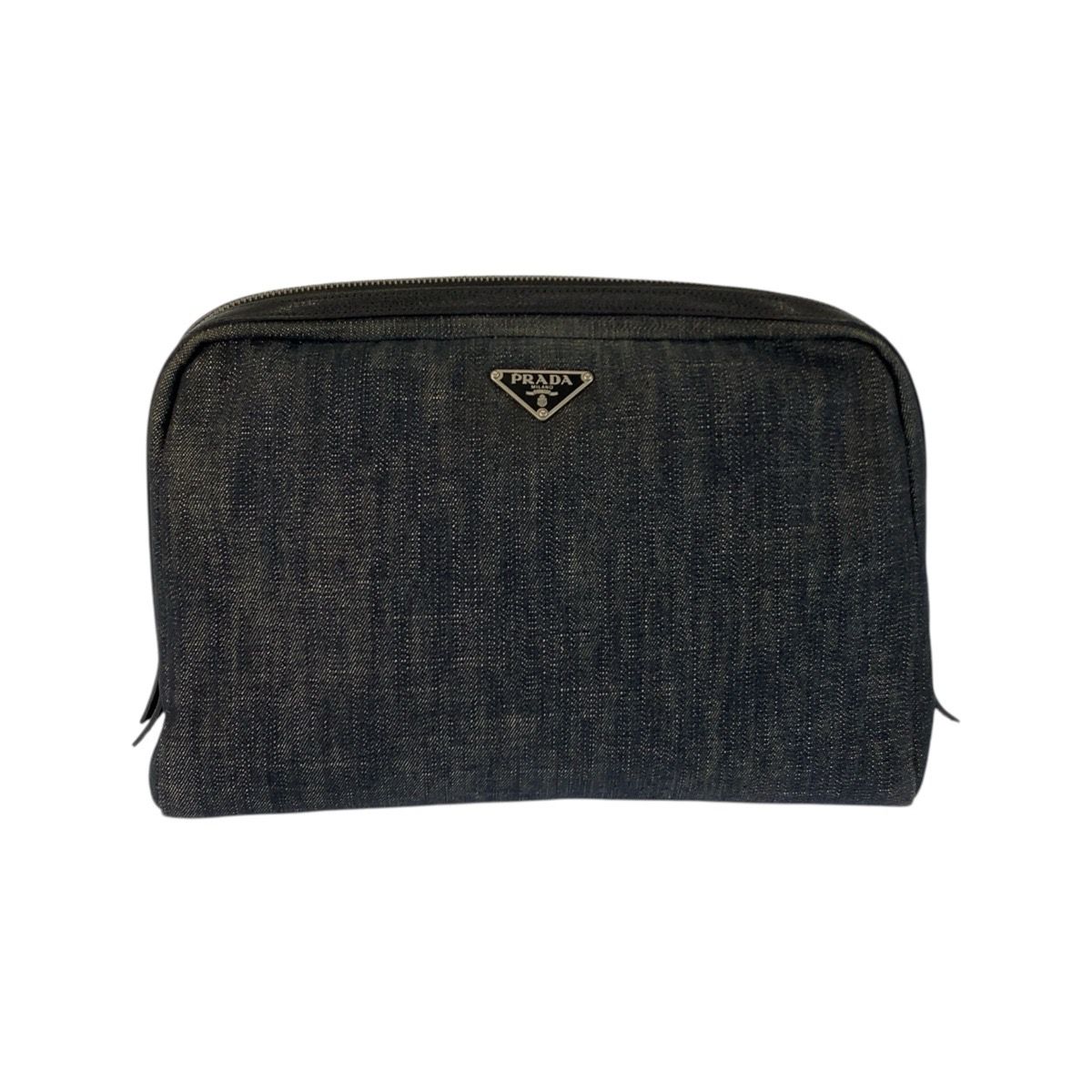 PRADA ブラック ナイロン ポーチ クラッチ 三角ロゴ ☆【PRADA】 三角ロゴ入りナイロンブラックポーチ☆ (PRADA