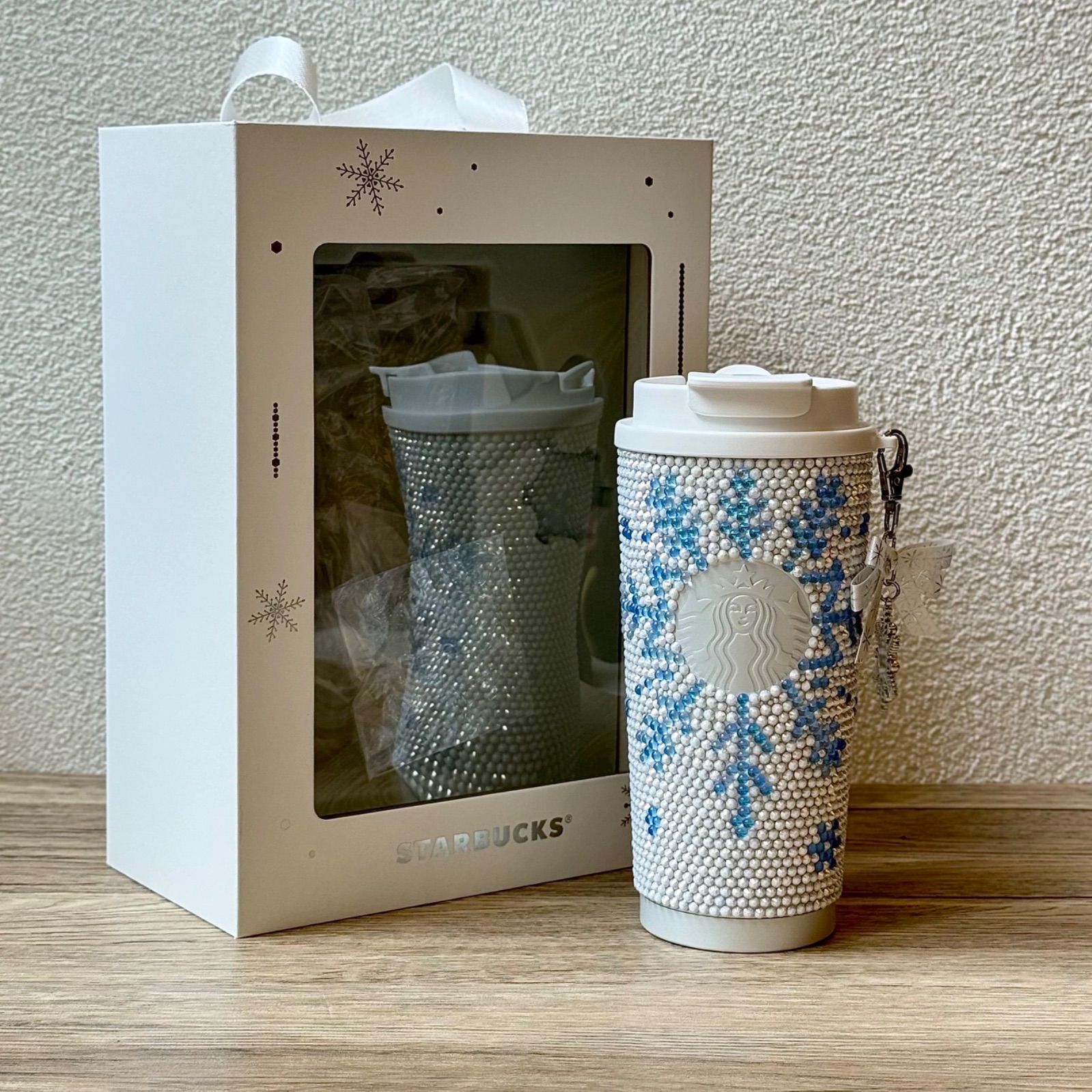 スタバ スノーワンダーランド タンブラー ラインストーン 雪 チャーム 