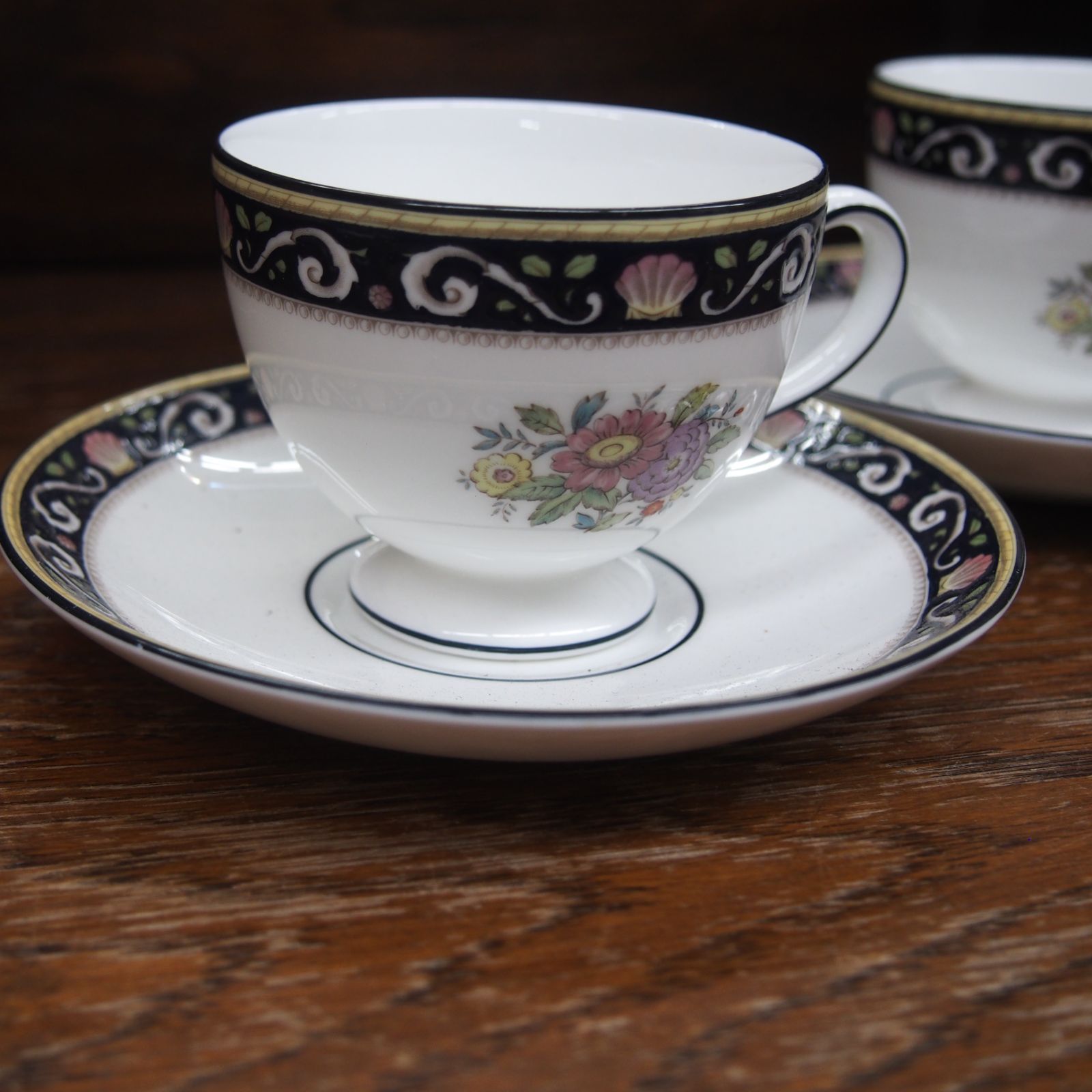 ウェッジウッド　ラニーミード　カバードベジタブル　チューリン　未使用品 廃番 未使用 ウェッジウッド ラニーミード runnymede 黒壺 ペア カップ