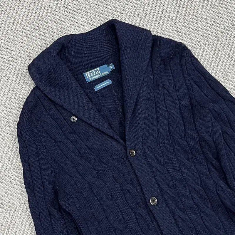 【XL】ポロラルフローレン　ニット・カーディガン・ショールカラー・ケーブル編み ポロラルフローレン ショールカラー ケーブル編み カーディガン v0852