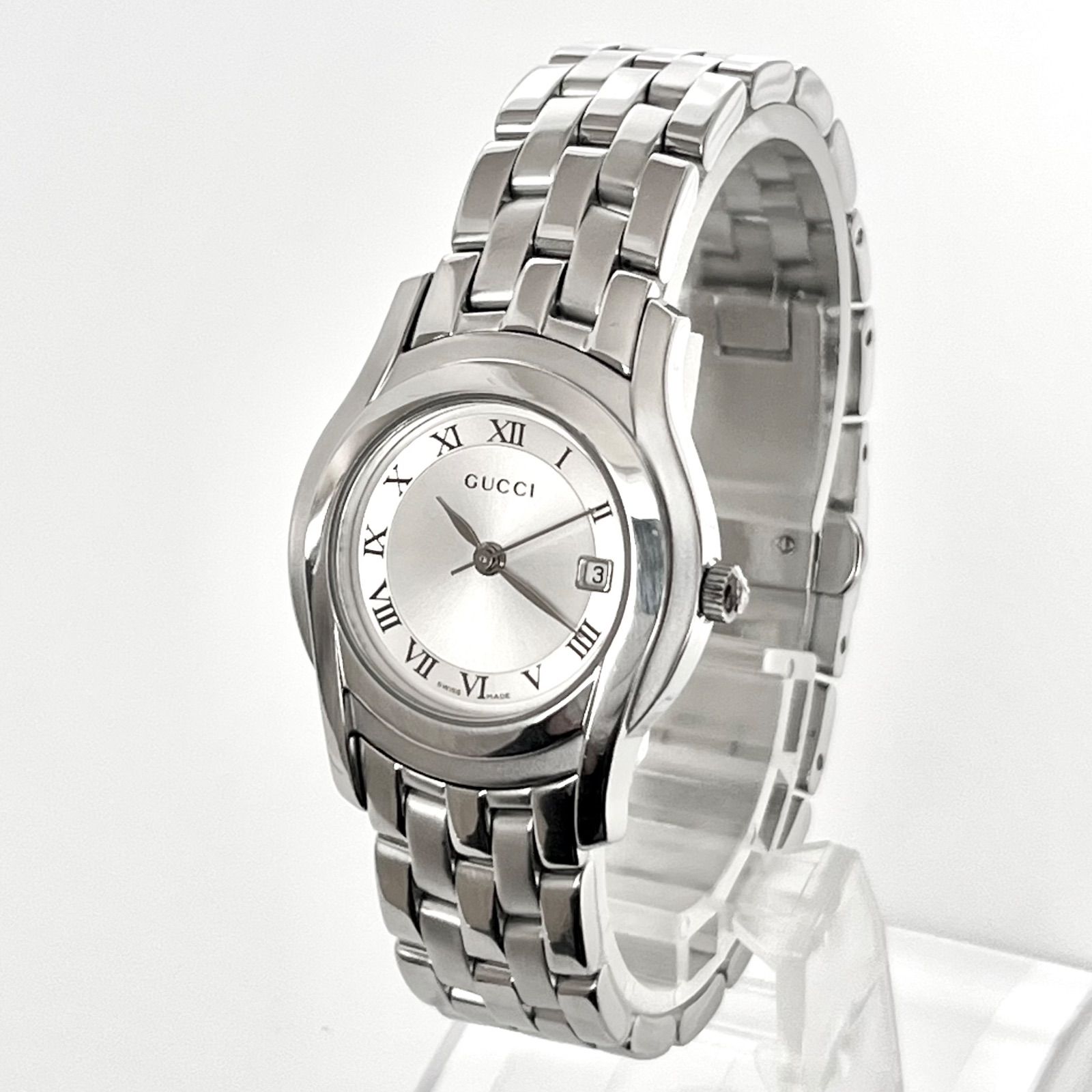 【新品電池】GUCCI グッチ 8500L グレー文字盤 腕時計 レディース グッチ 5500L レディース 腕時計 磨き済み 美品】GUCCI 電池新品