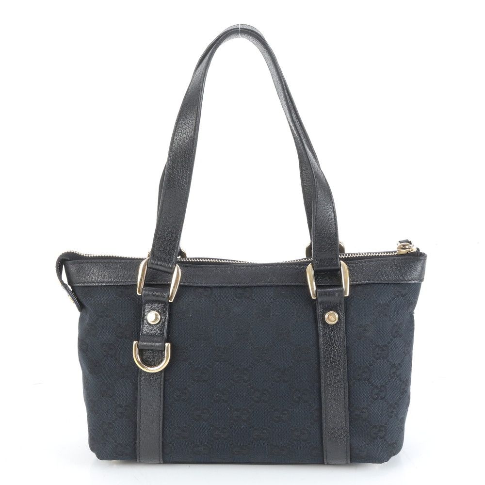 極美品 グッチ GG キャンバス アビー 141471 レザー トート バッグ