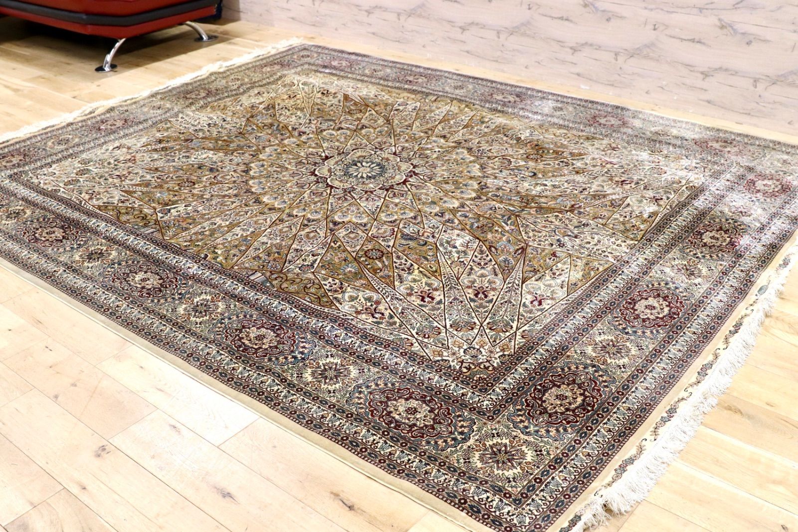 GMIK803○トルコ ヘレケ ペルシャ絨毯 シルク 手織り 大判 最高級