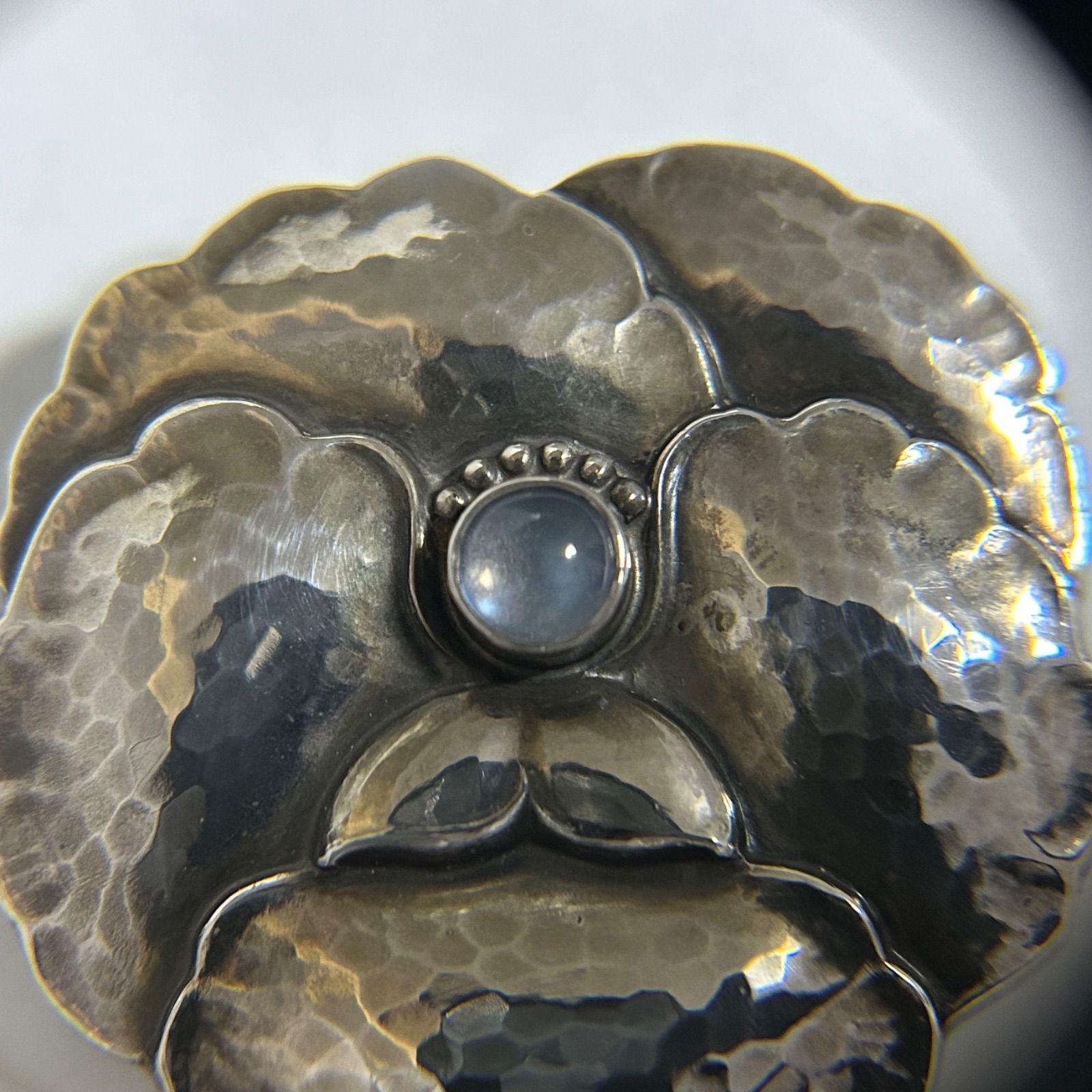 使用感有】 ジョージジェンセン ムーンストーン フラワー ブローチ 113