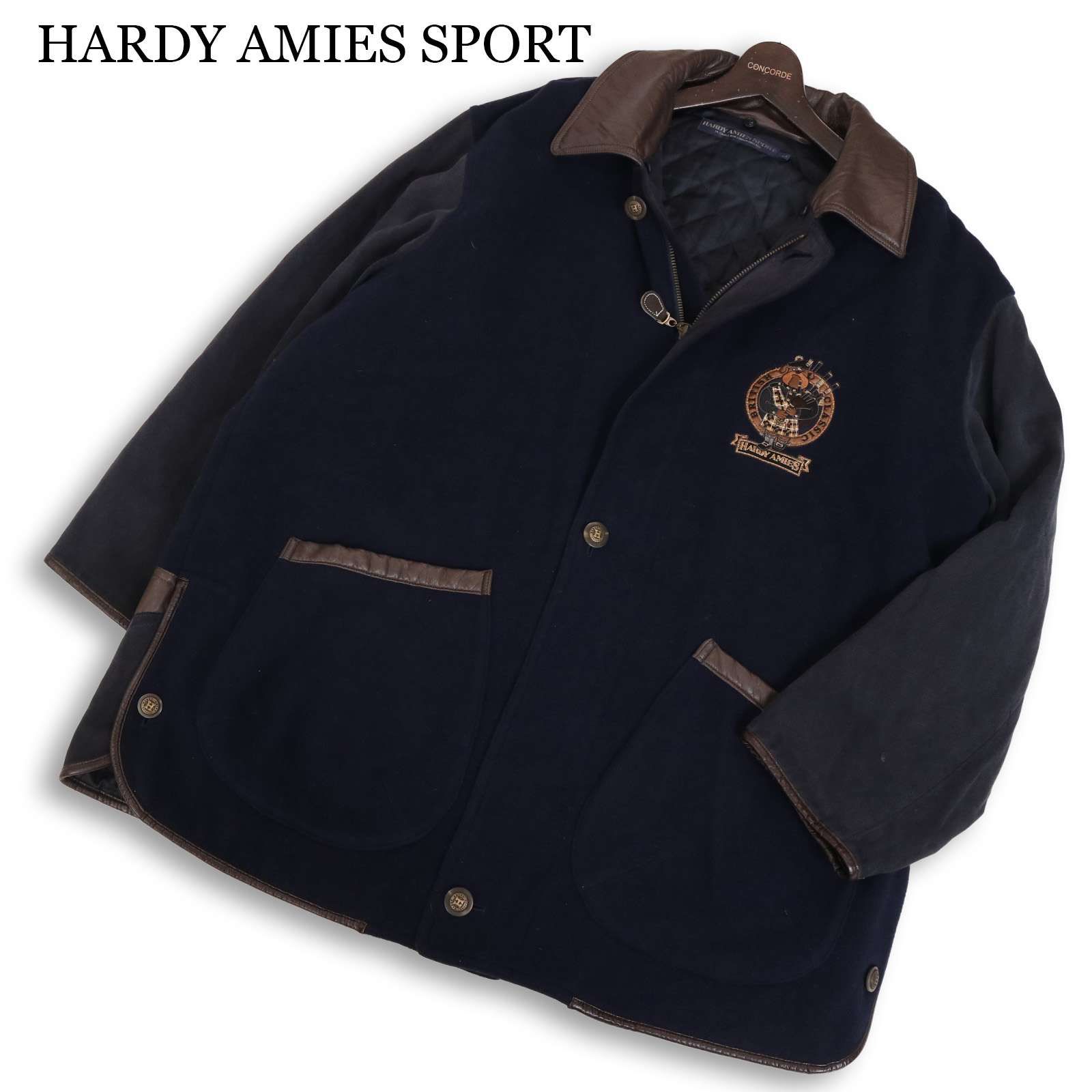 HARDY AMIES SPORT ハーディエイミス 秋冬 犬&ロゴ刺繍☆ Fレザー切替