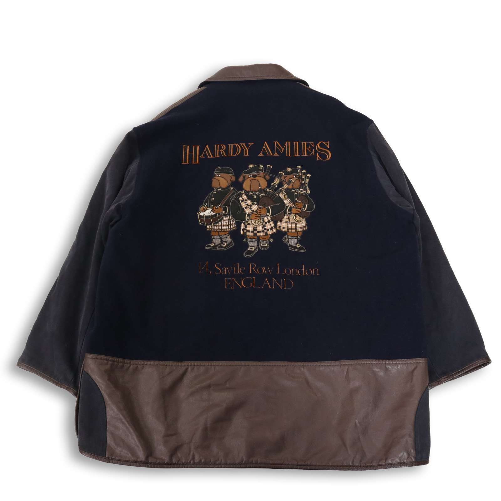 HARDY AMIES SPORT ハーディエイミス 秋冬 犬&ロゴ刺繍☆ Fレザー切替