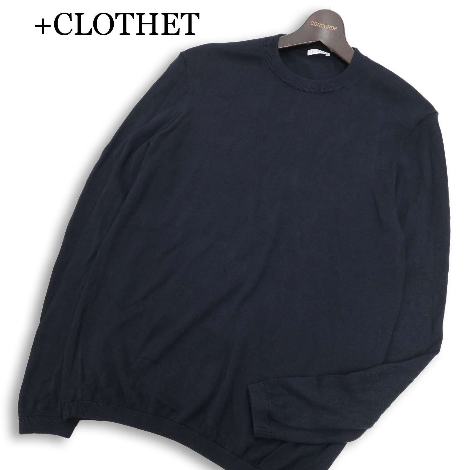 クロスクローゼットスビンプラチナムニット クルー ネイビー +CLOTHET CLOTHET クロスクローゼット 通年 スビンプラチナム☆ クルーネック