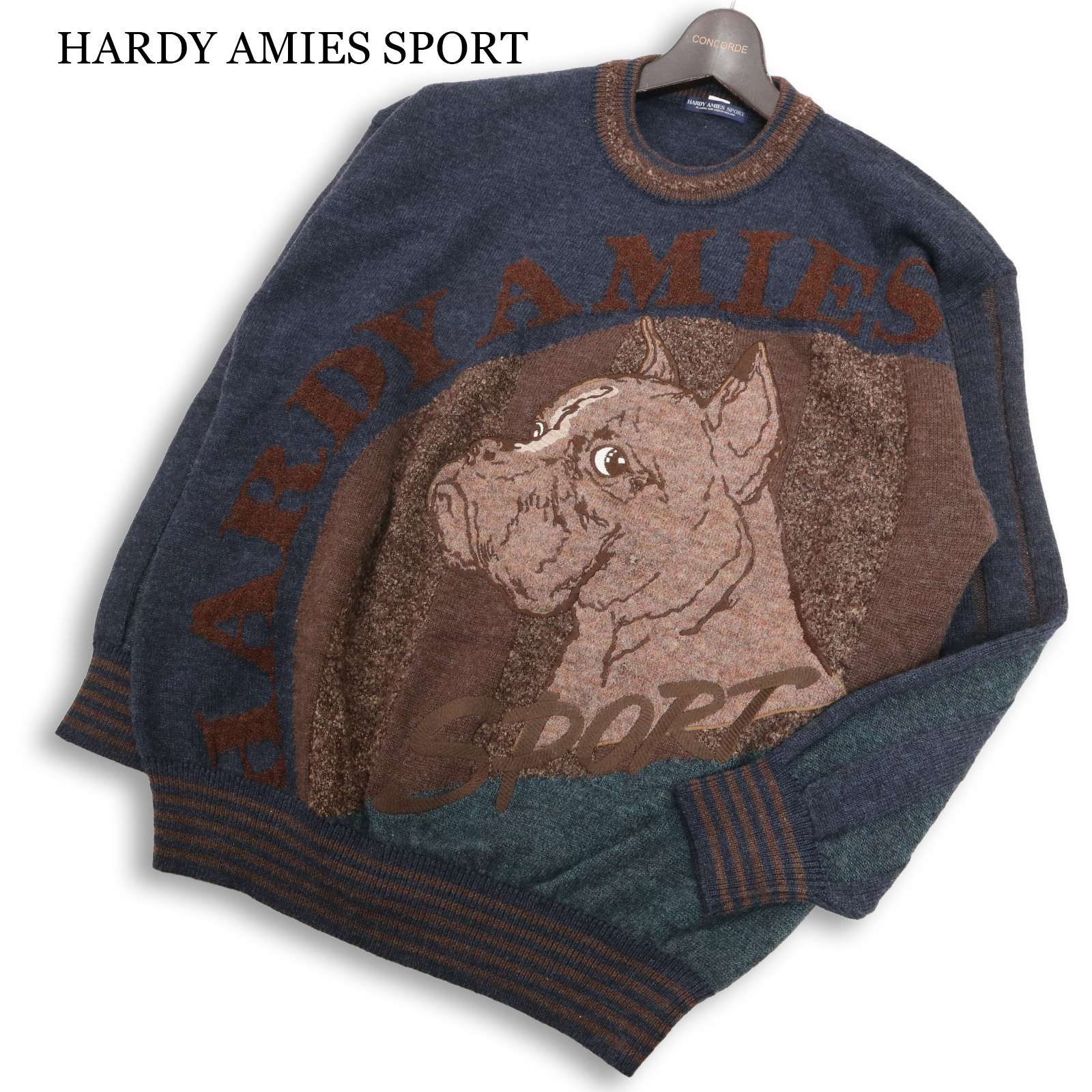 HARDY AMIES SPORT ハーディエイミス 秋冬 犬 ロゴ刺繍☆ クルーネック