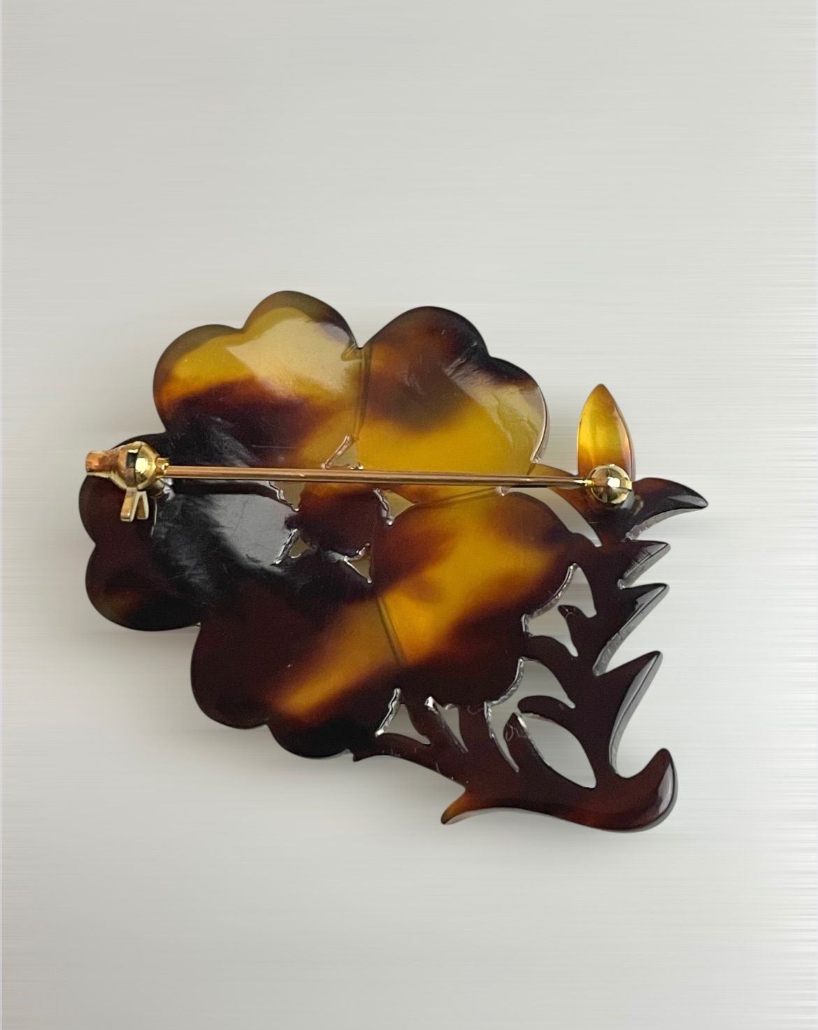 極美品】本鼈甲 ブローチ 茨布（ばらふ）大振り 花モチーフ 伝統工芸