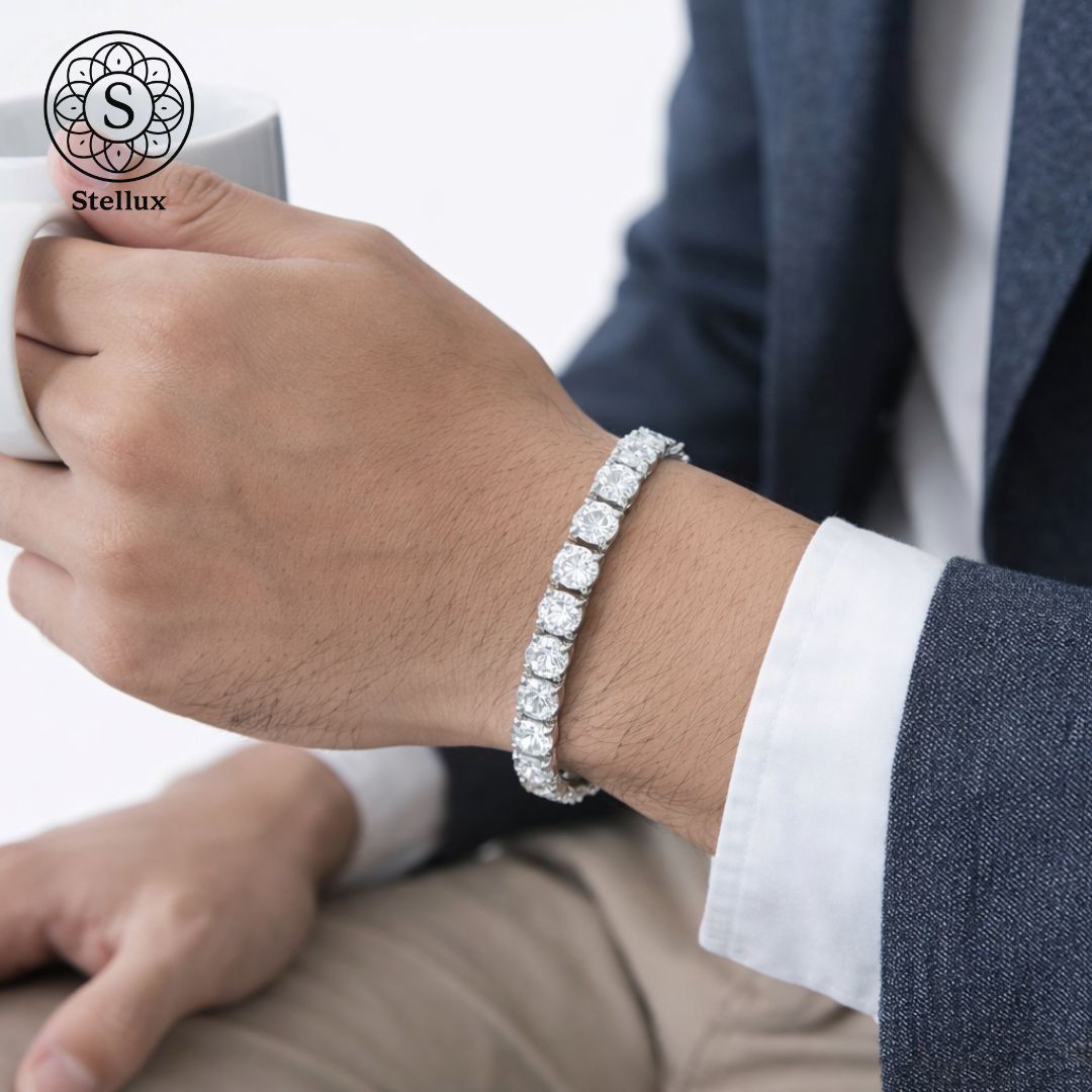 20ctの衝撃】極太6.5mmモアサナイト テニスチェーンブレスレット