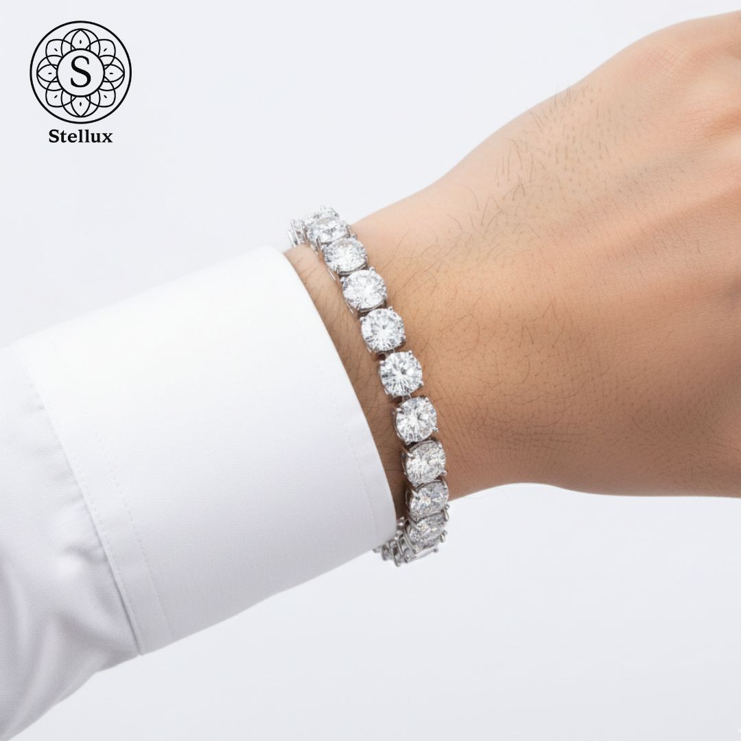 20ctの衝撃】極太6.5mmモアサナイト テニスチェーンブレスレット