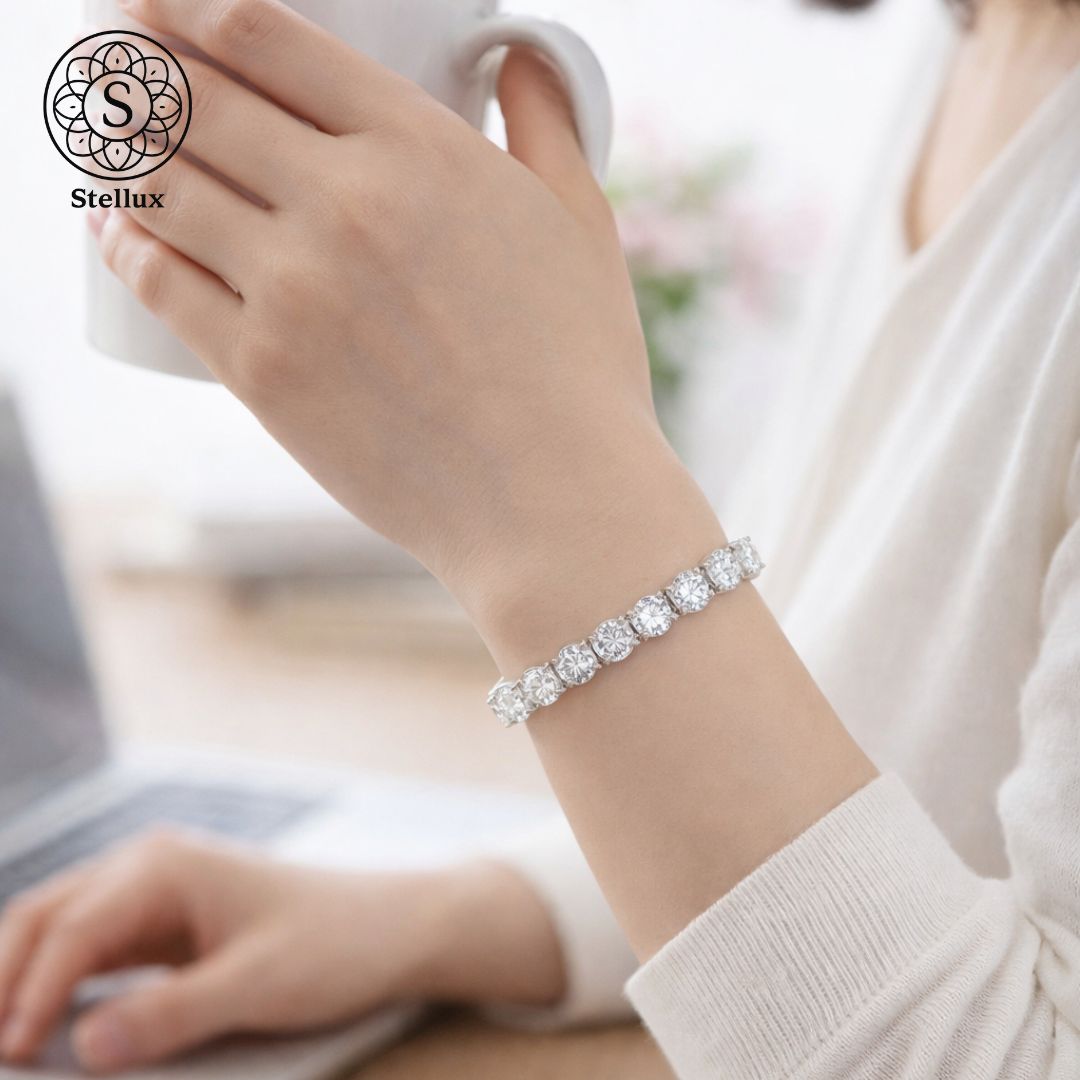 20ctの衝撃】極太6.5mmモアサナイト テニスチェーンブレスレット