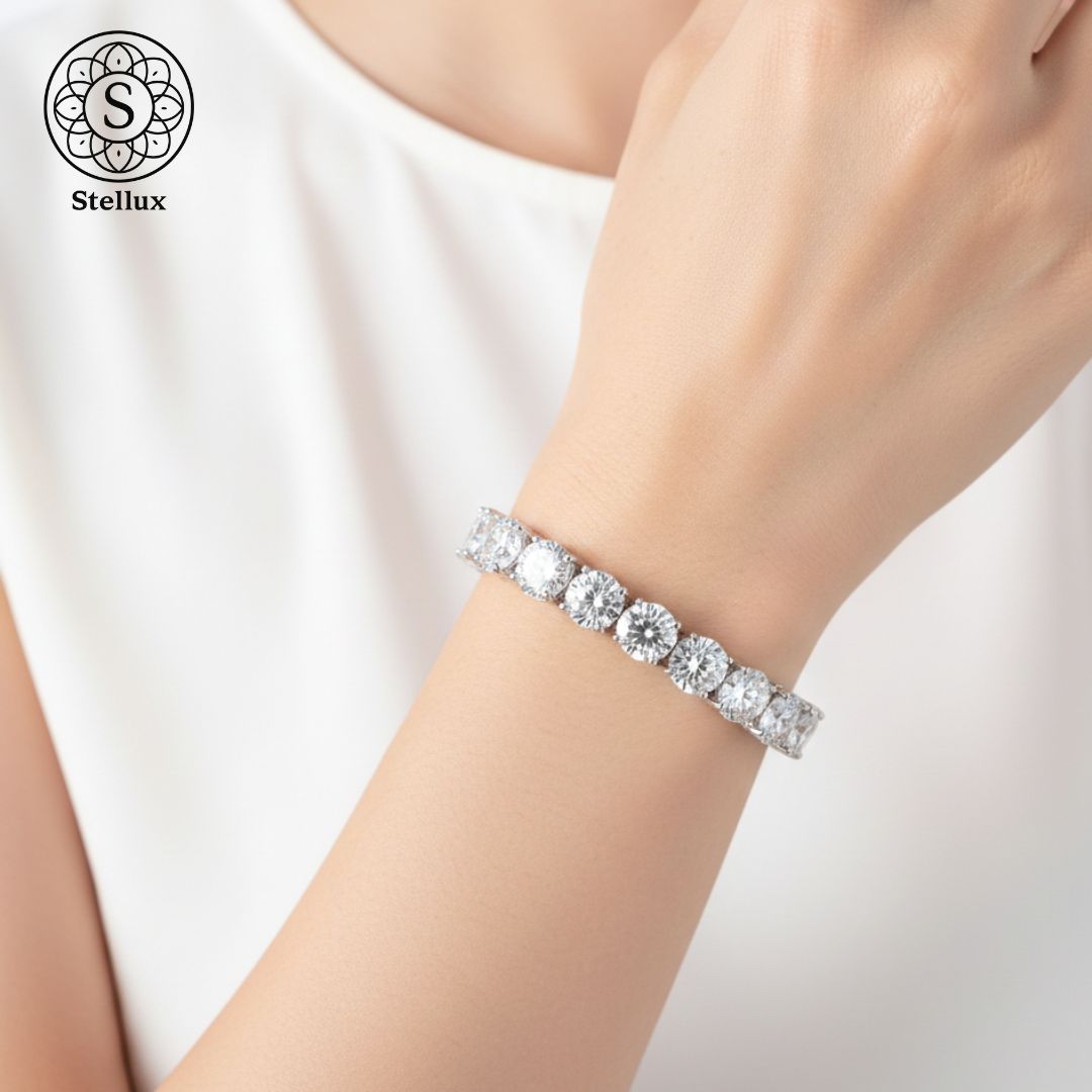 20ctの衝撃】極太6.5mmモアサナイト テニスチェーンブレスレット