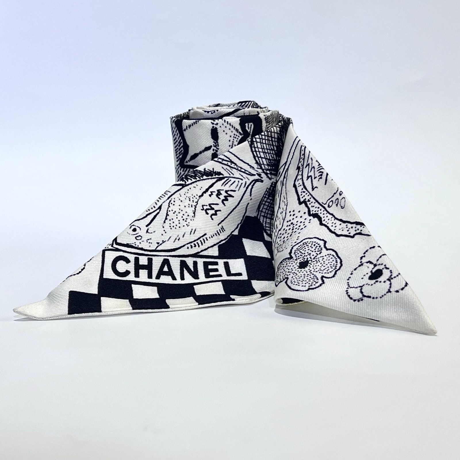 CHANEL シャネル ココマーク カメリア シルク ツイリー スカーフ 