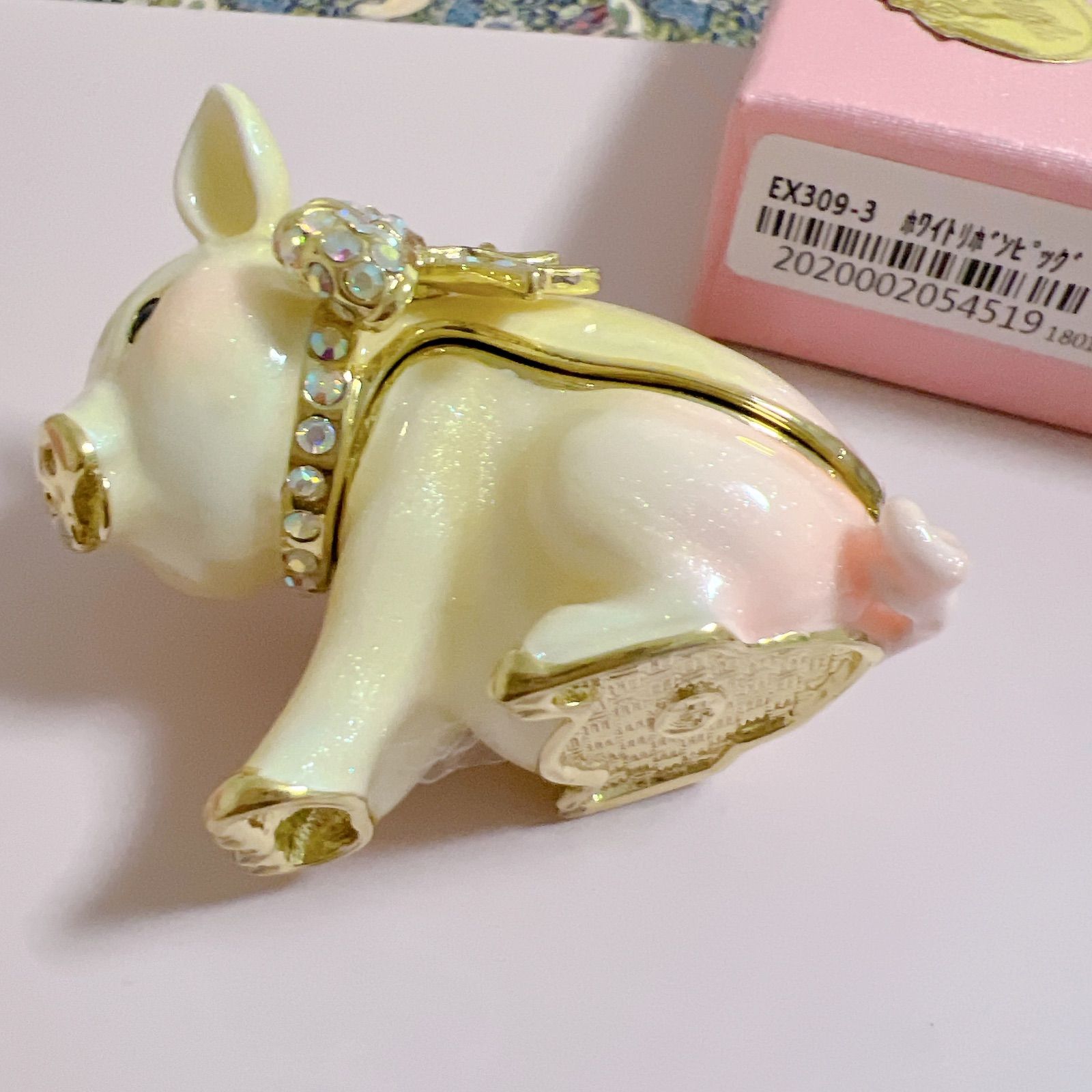 美品】ピィアース ジュエリーボックス ホワイトリボンピッグ 子豚