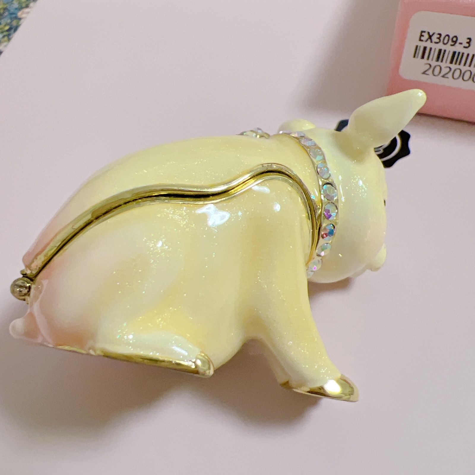 美品】ピィアース ジュエリーボックス ホワイトリボンピッグ 子豚 