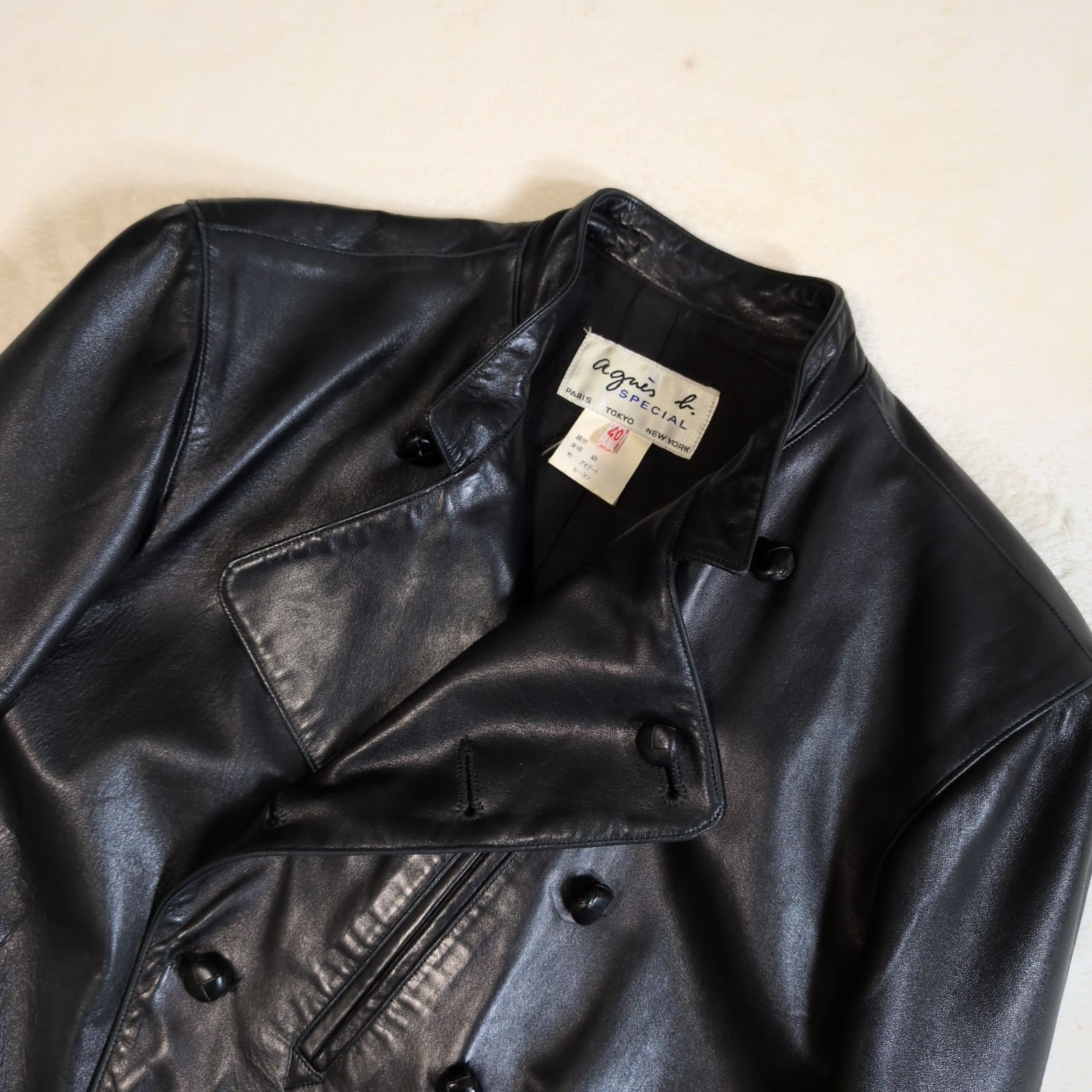 名作✨ agnesb. アニエスベー ラムレザー ナポレオンジャケット 羊革