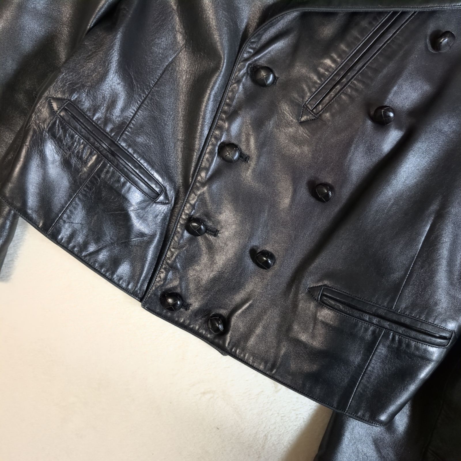 名作✨ agnesb. アニエスベー ラムレザー ナポレオンジャケット 羊革