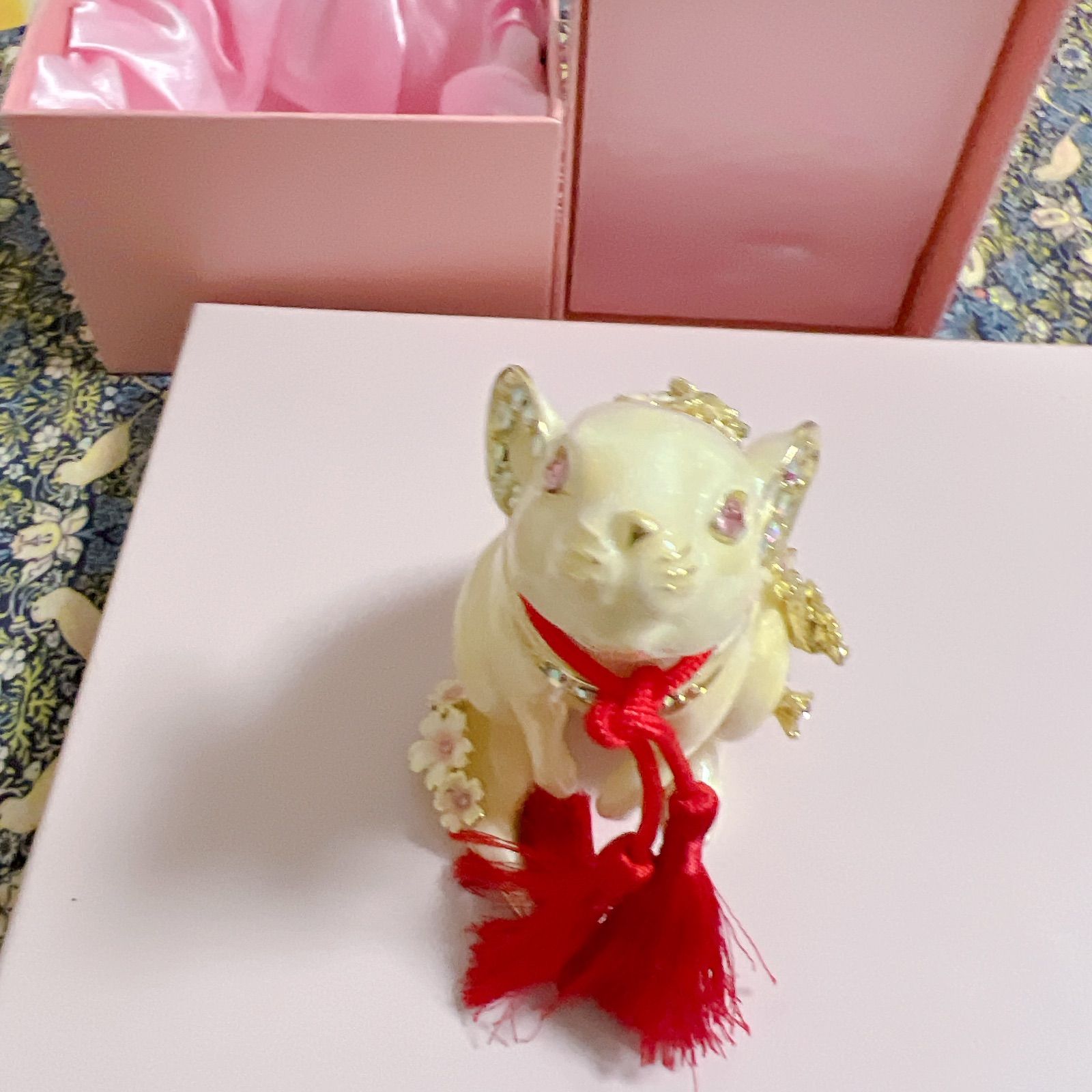 美品】ピィアース ジュエリーボックス 宝来 福ねずみ 白 子 ねずみ 桜