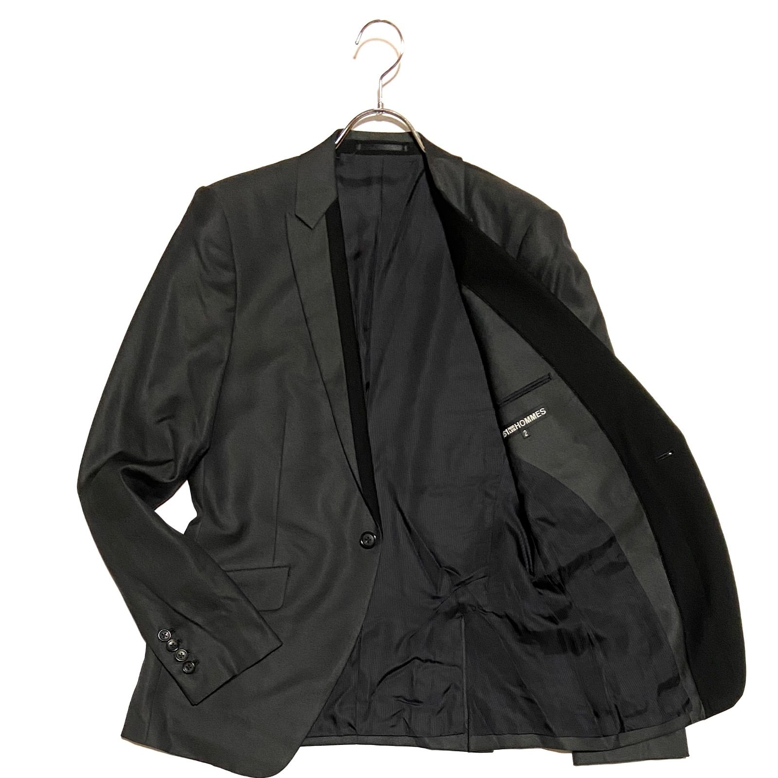 極美品 5351 POUR LES HOMMES タキシードジャケット ダークグレー 2 M 