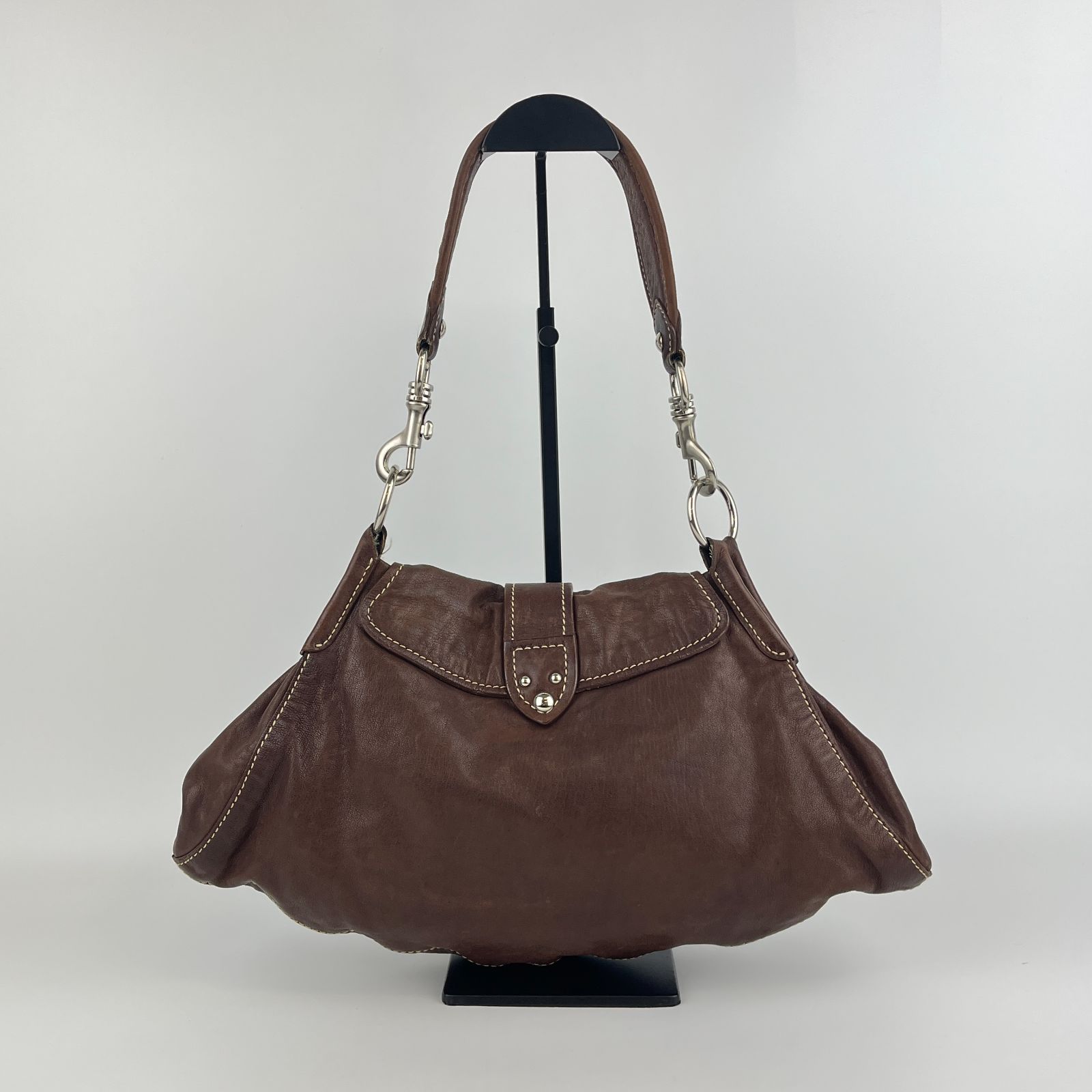 中古】miumiu ミュウミュウ ショルダーバッグ ブラウン レザー  