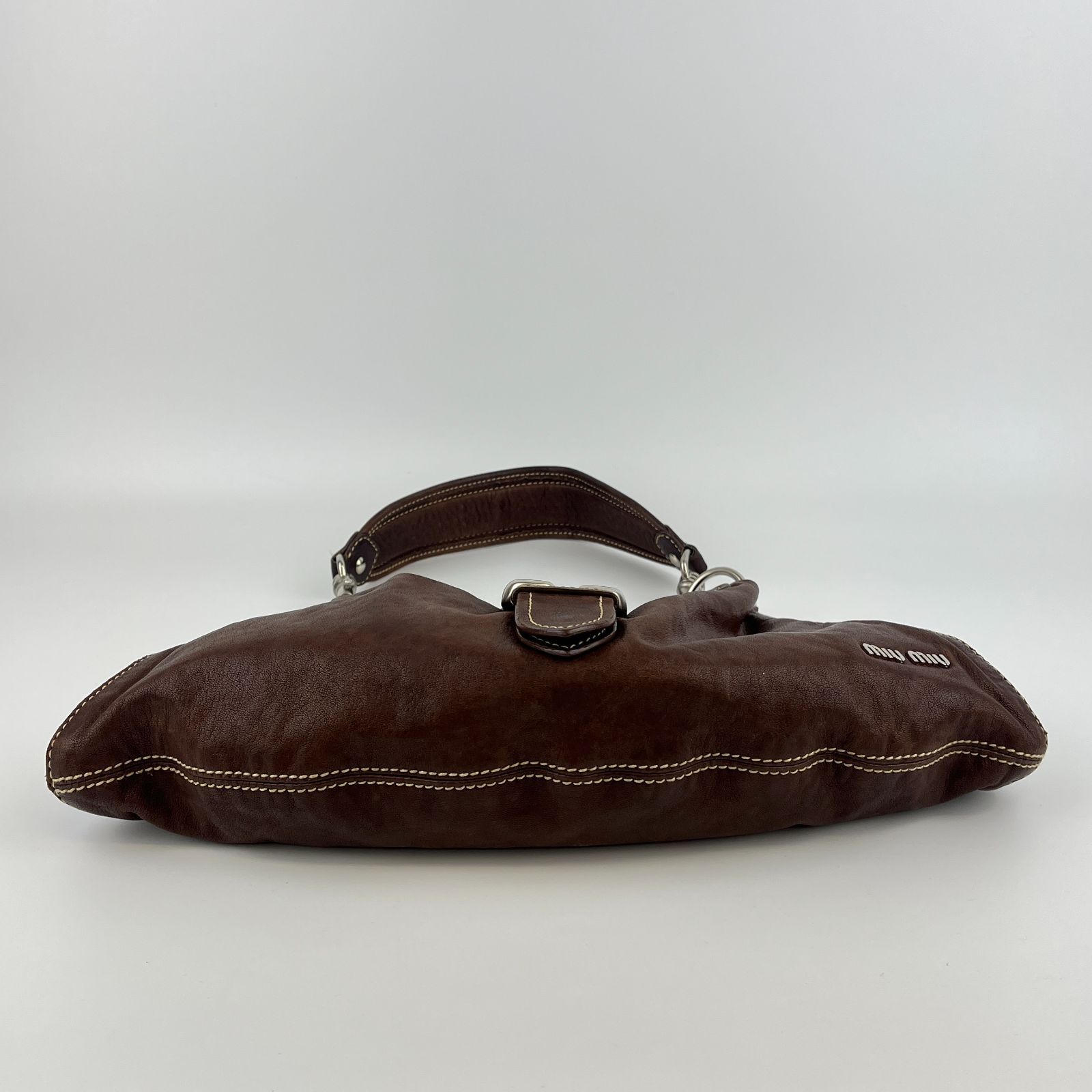 中古】miumiu ミュウミュウ ショルダーバッグ ブラウン レザー  