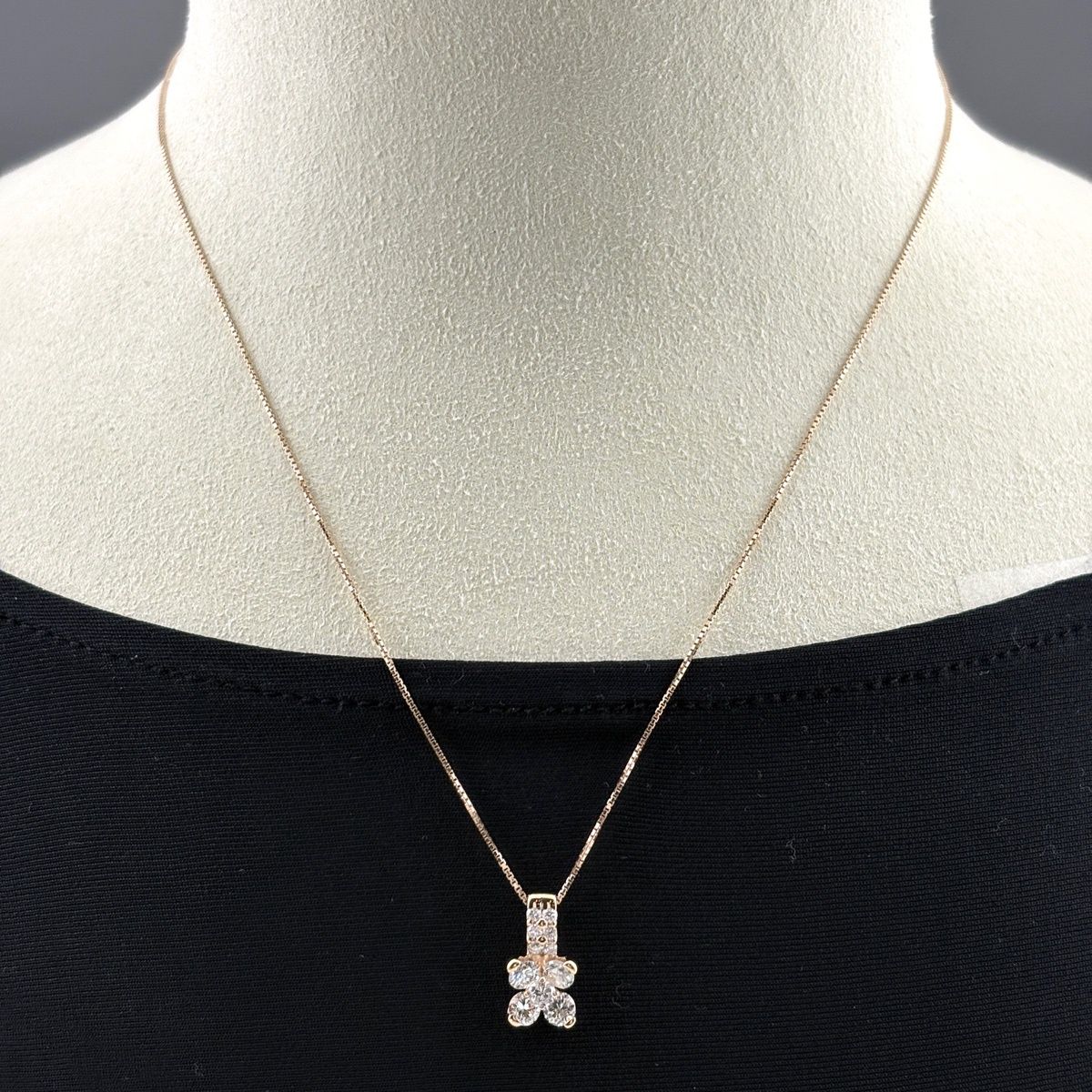 フラワーモチーフ デザインネックレス PG ピンクゴールド ペンダント