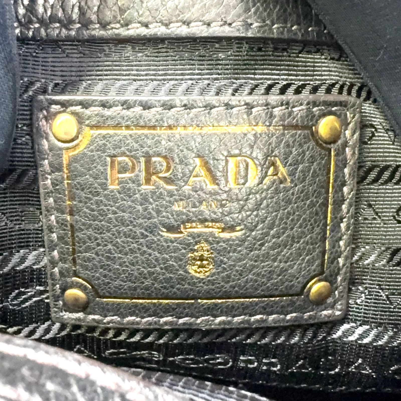 PRADA ヴィッテロ 2WAYショルダー レザー ブラック トートバッグ