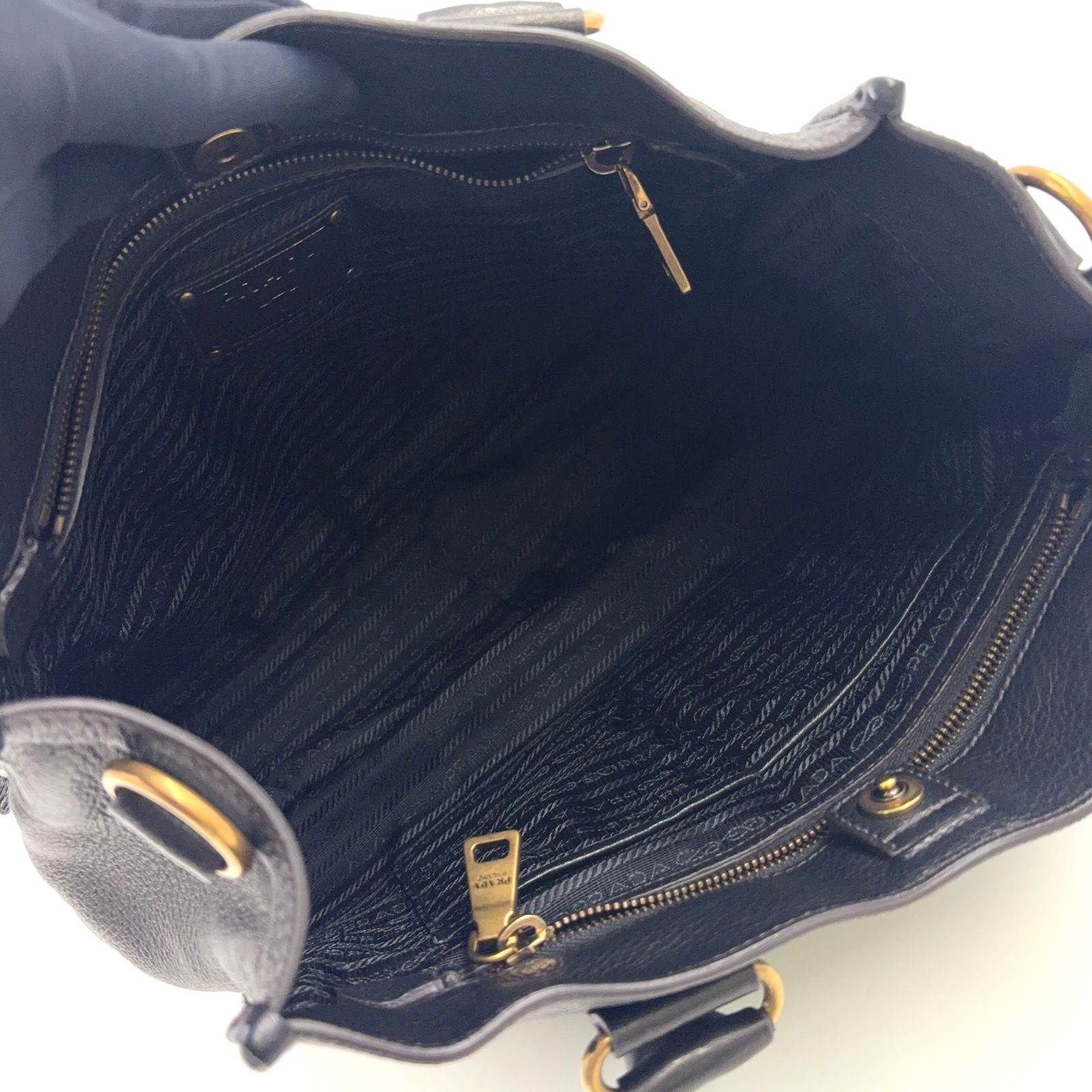 PRADA ヴィッテロ 2WAYショルダー レザー ブラック トートバッグ